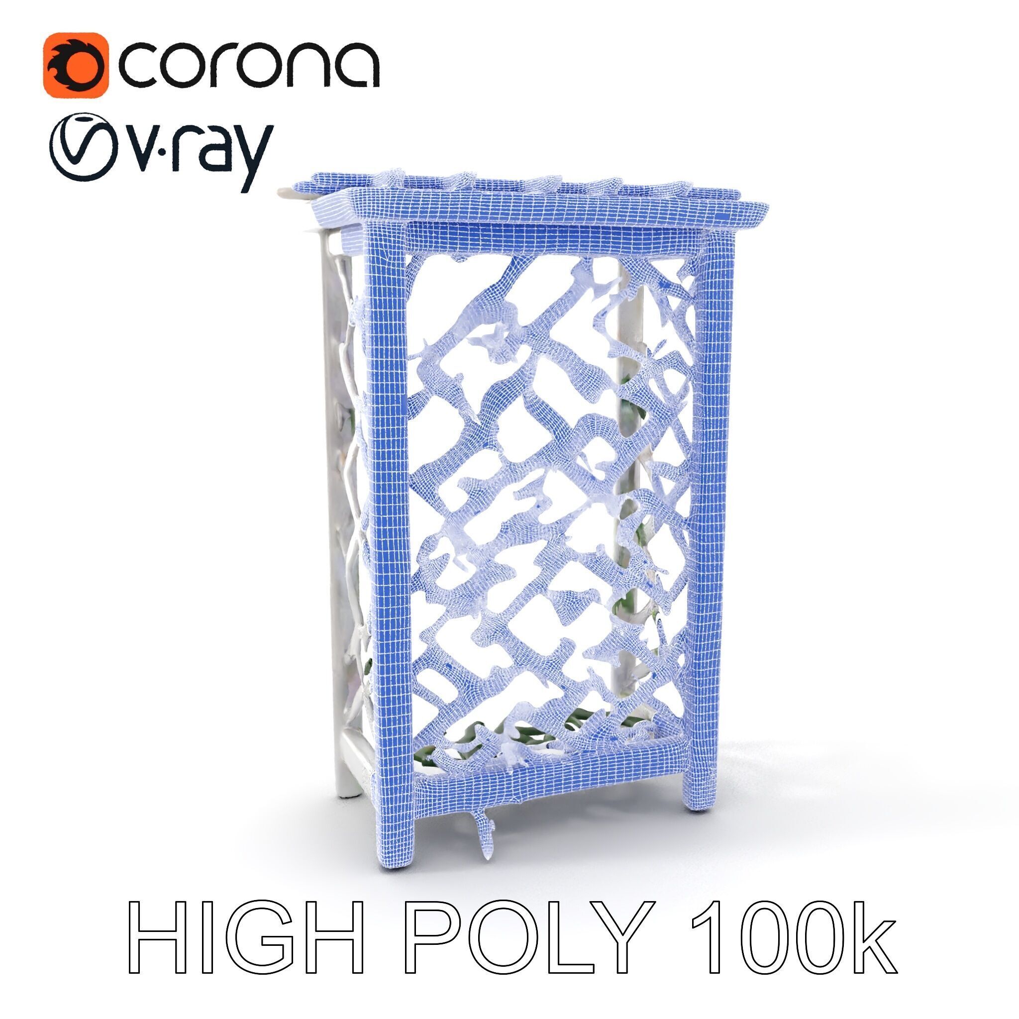 Wooden Planter Trellis with Vines Model Pack Low-poly 3D model_4