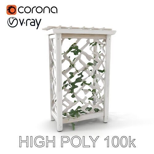 Wooden Planter Trellis with Vines Model Pack Low-poly 3D model