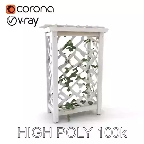 Wooden Planter Trellis with Vines Model Pack