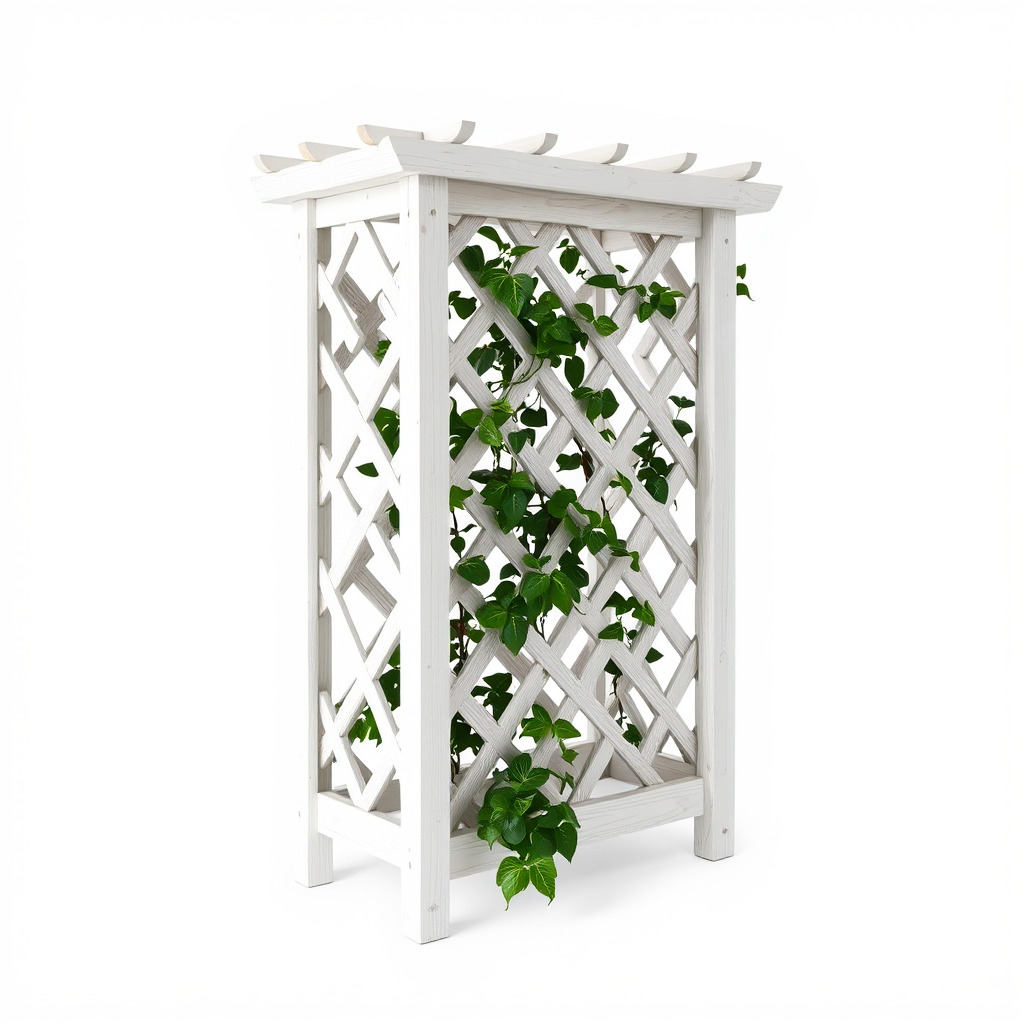 Wooden Planter Trellis with Vines Model Pack Low-poly 3D model_2