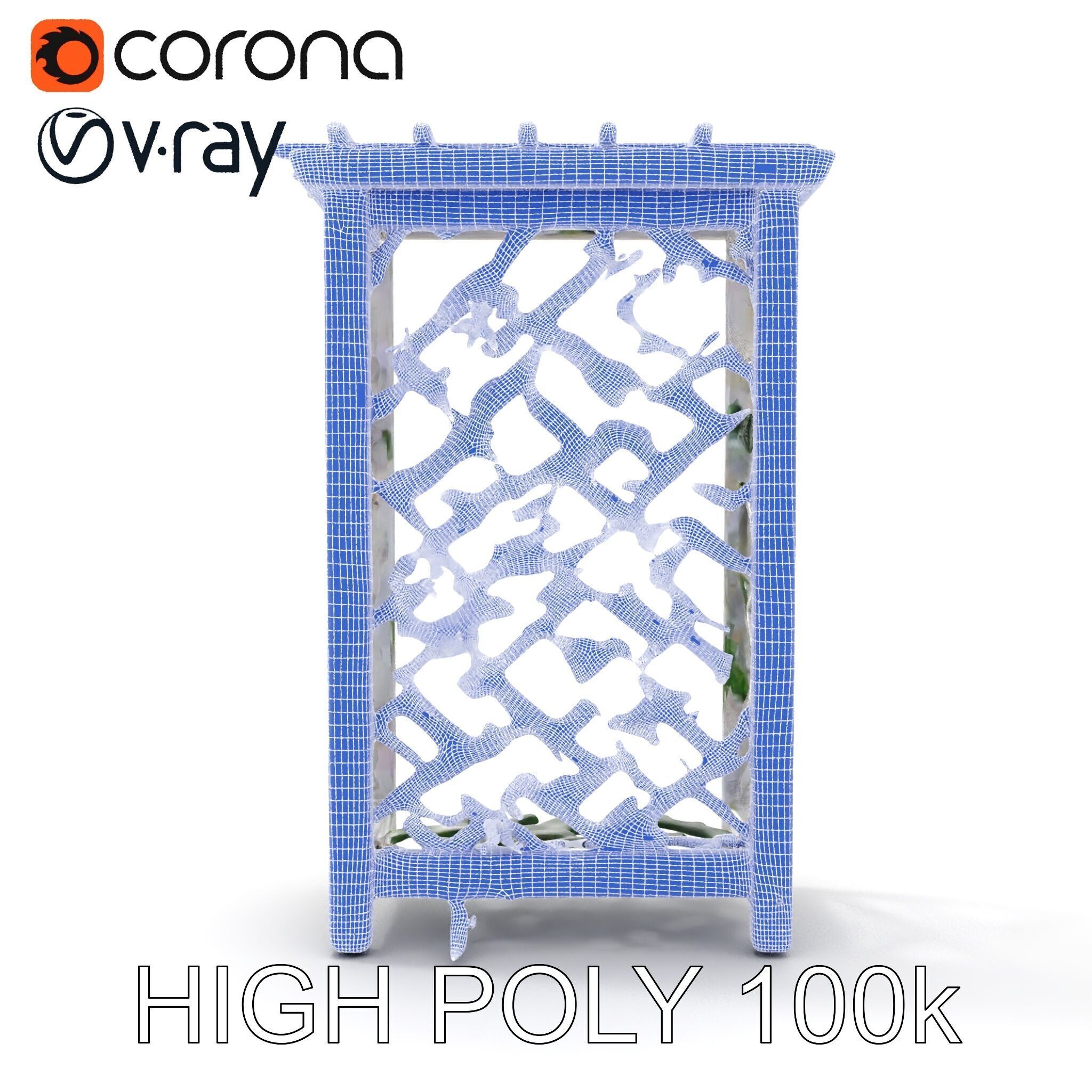 Wooden Planter Trellis with Vines Model Pack Low-poly 3D model_32