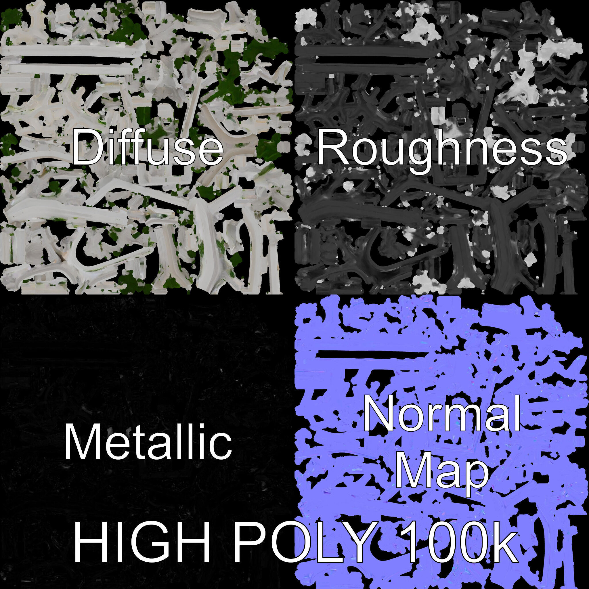 Wooden Planter Trellis with Vines Model Pack Low-poly 3D model_3