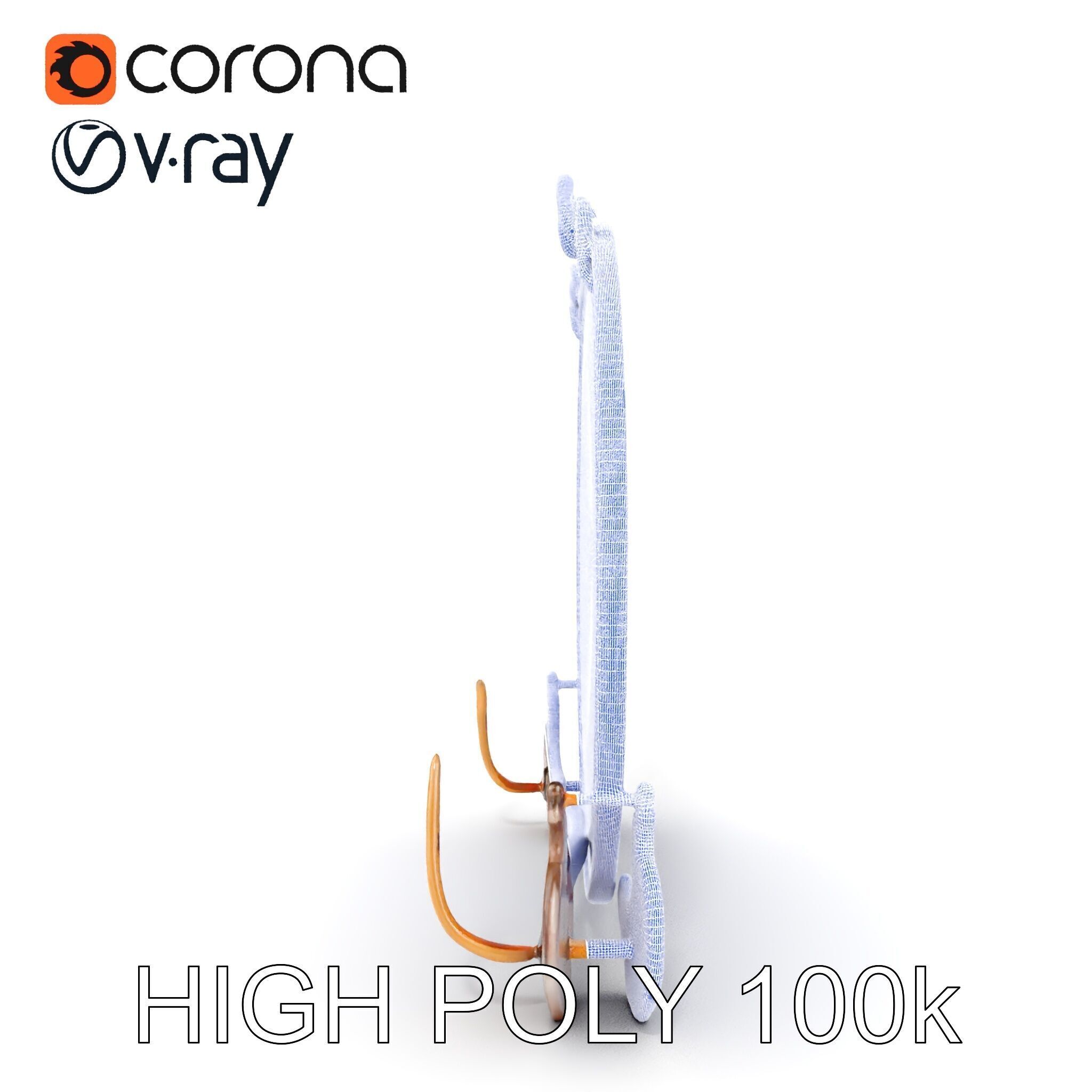 Ornate Brass Gong with Stand D Model Pack Low-poly 3D model_35