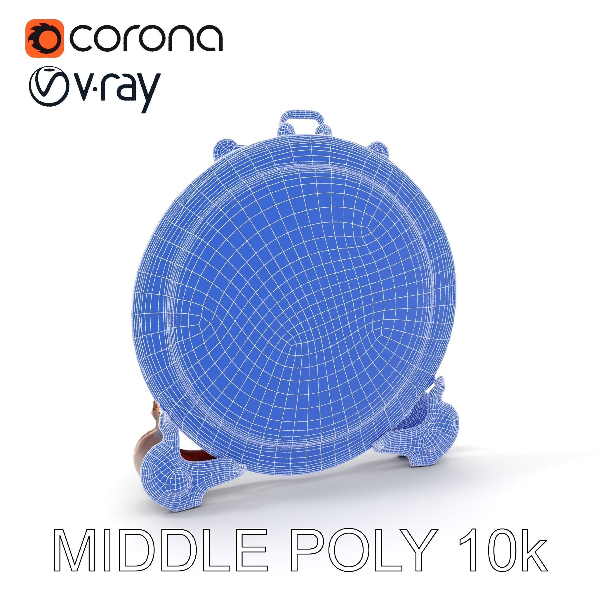 Ornate Brass Gong with Stand D Model Pack Low-poly 3D model_19
