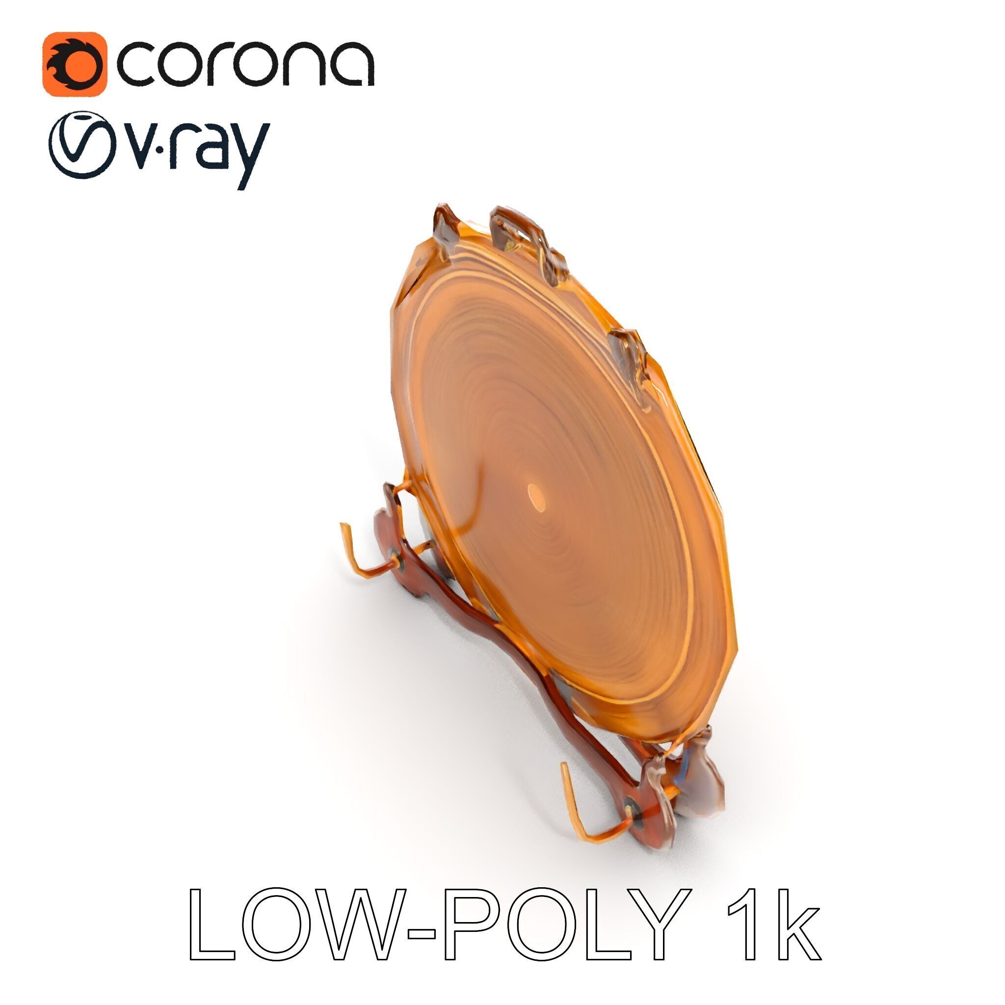 Ornate Brass Gong with Stand D Model Pack Low-poly 3D model_17