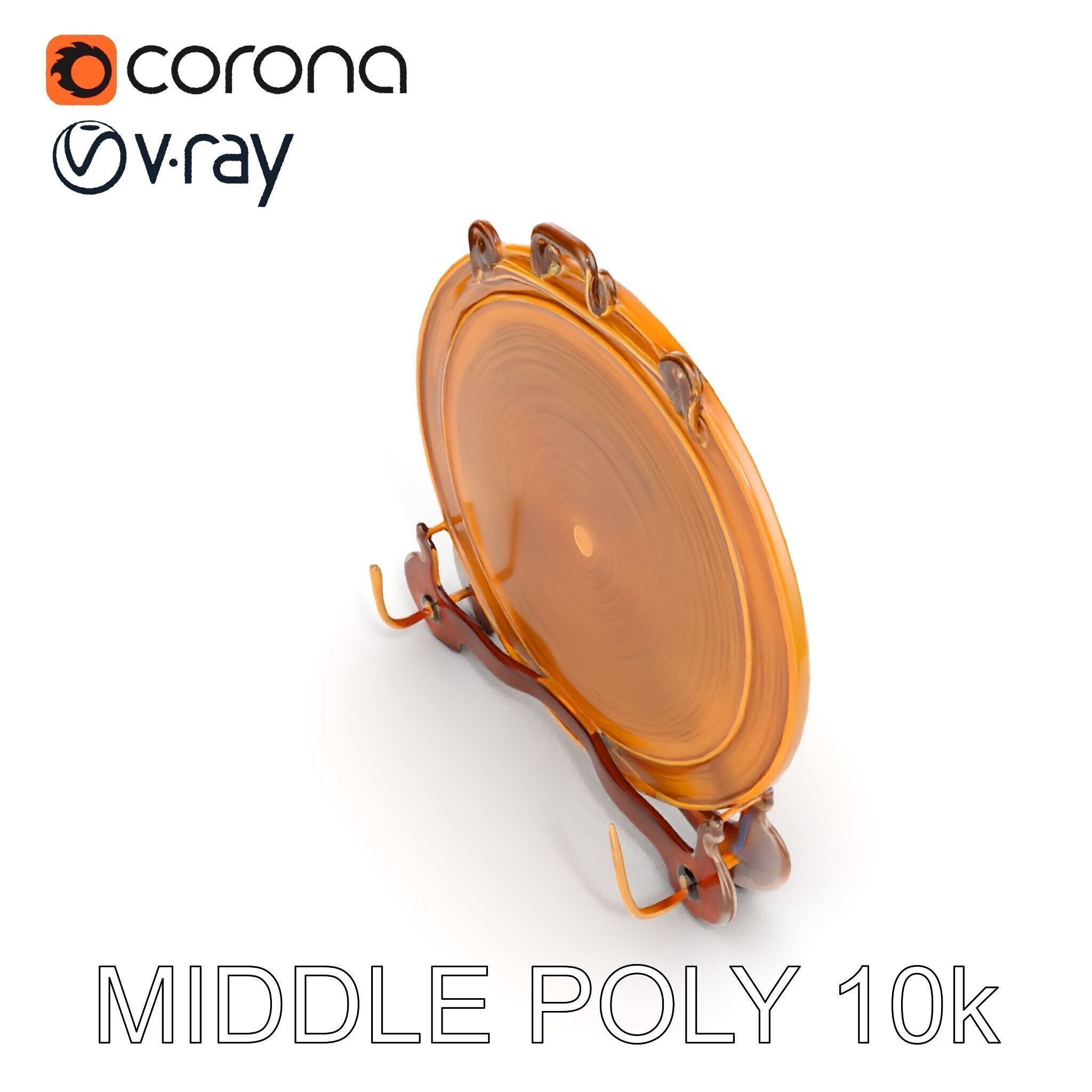 Ornate Brass Gong with Stand D Model Pack Low-poly 3D model_8