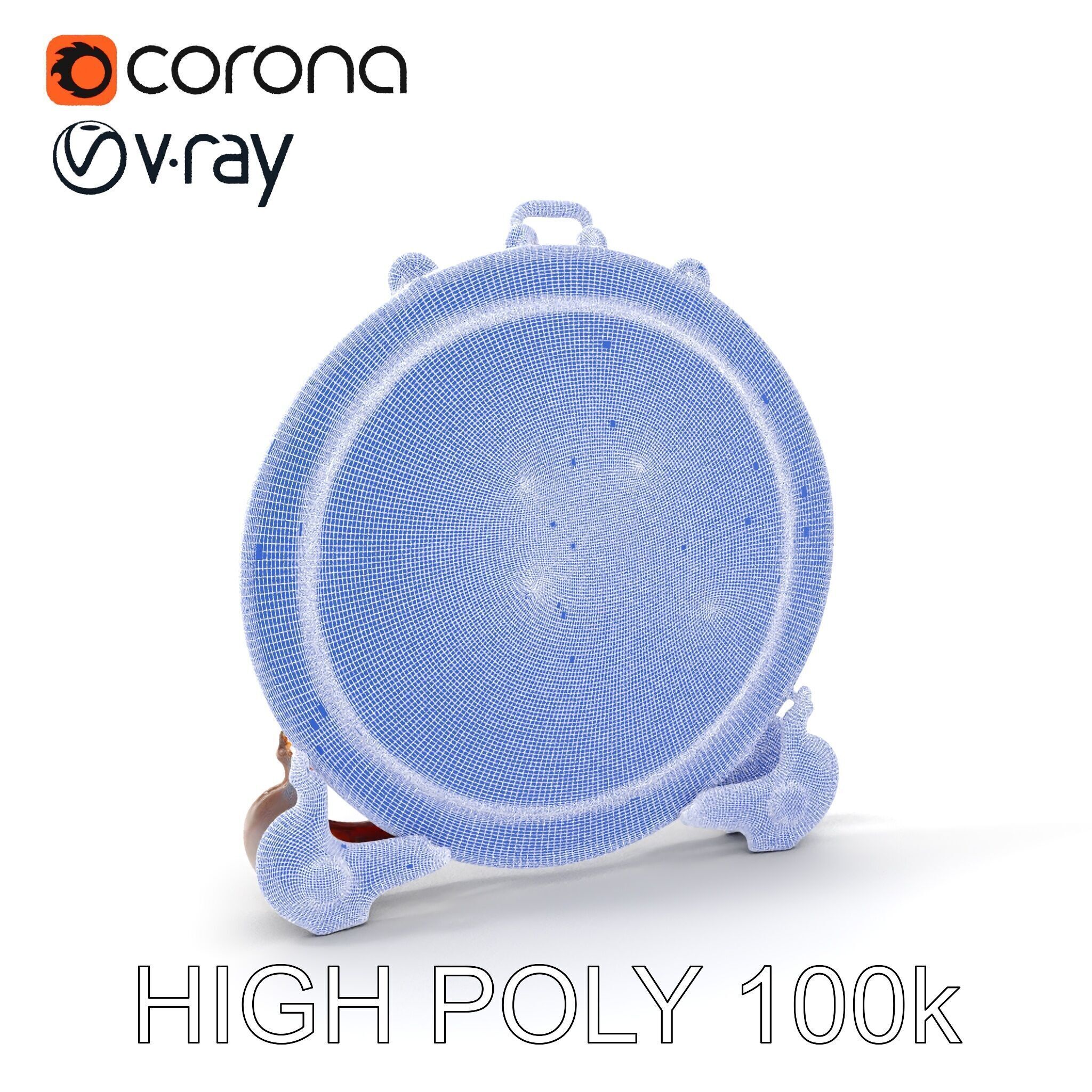 Ornate Brass Gong with Stand D Model Pack Low-poly 3D model_4