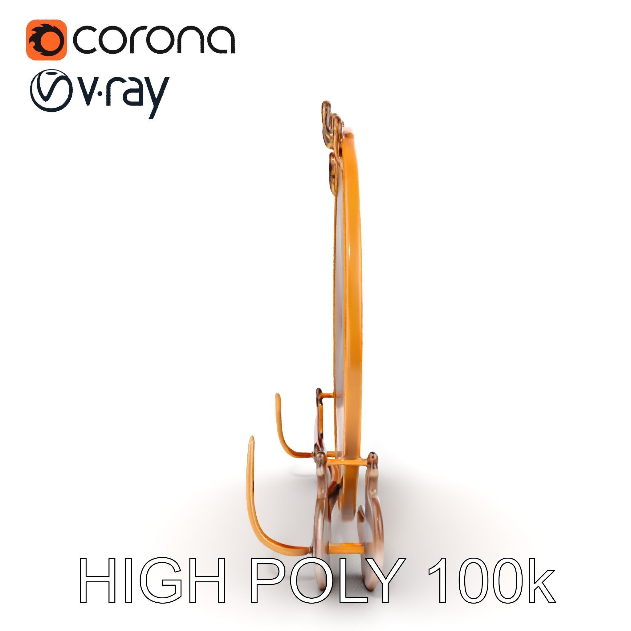 Ornate Brass Gong with Stand D Model Pack Low-poly 3D model_18