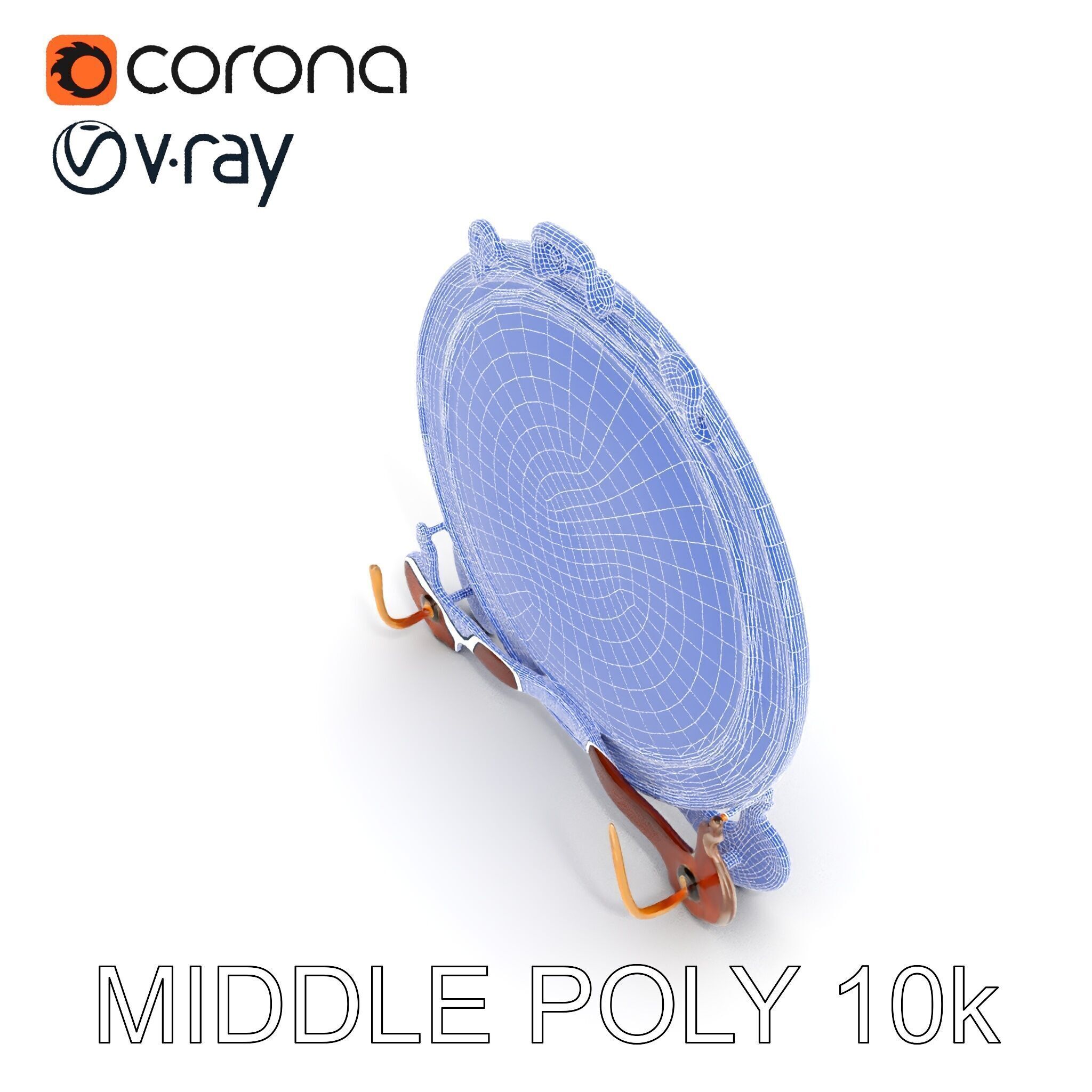 Ornate Brass Gong with Stand D Model Pack Low-poly 3D model_25