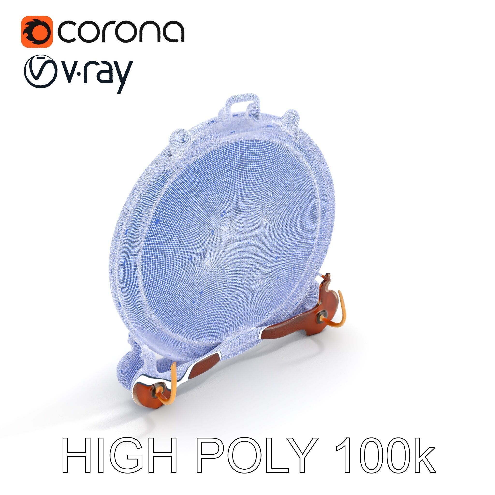 Ornate Brass Gong with Stand D Model Pack Low-poly 3D model_27