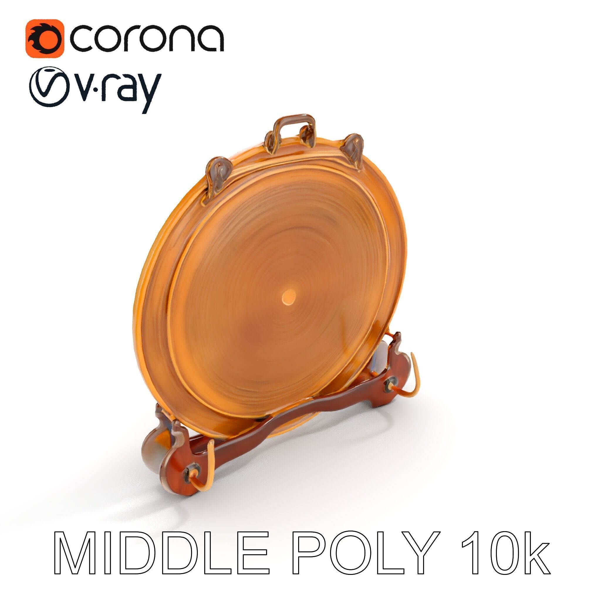 Ornate Brass Gong with Stand D Model Pack Low-poly 3D model_16