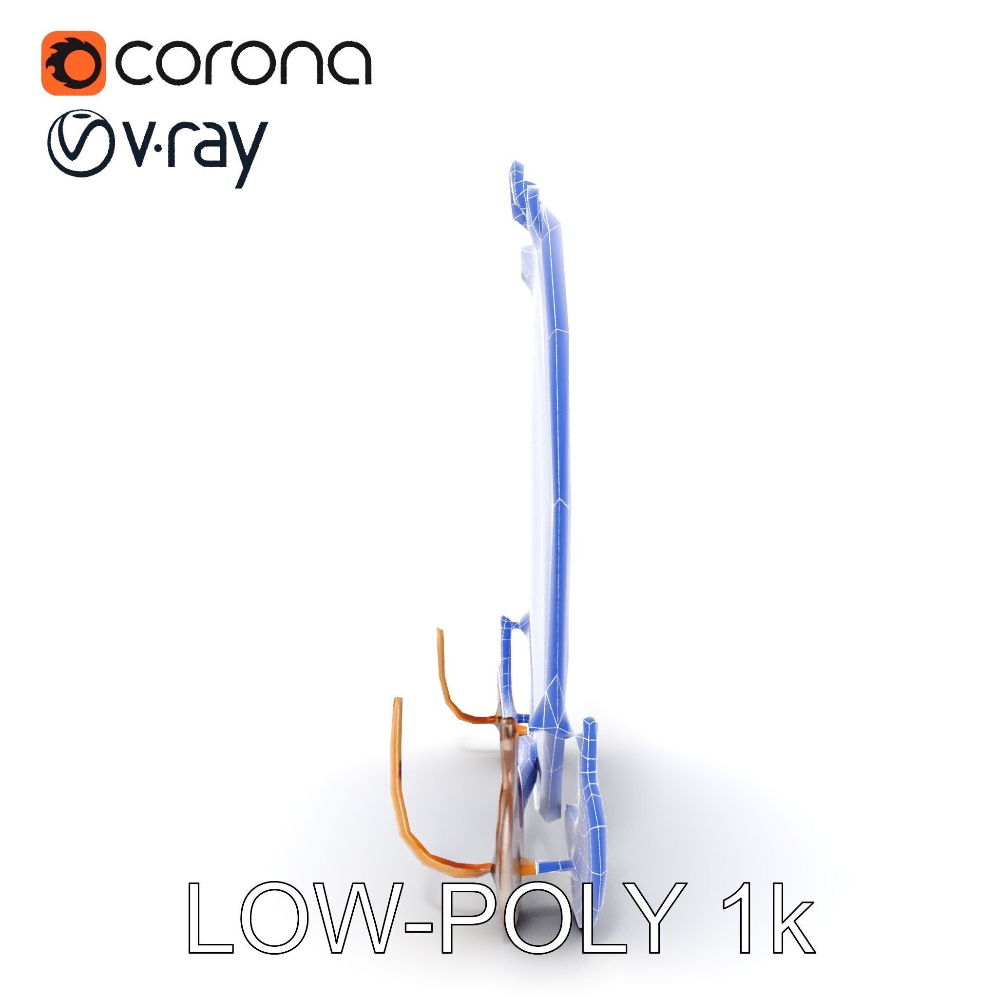 Ornate Brass Gong with Stand D Model Pack Low-poly 3D model_26