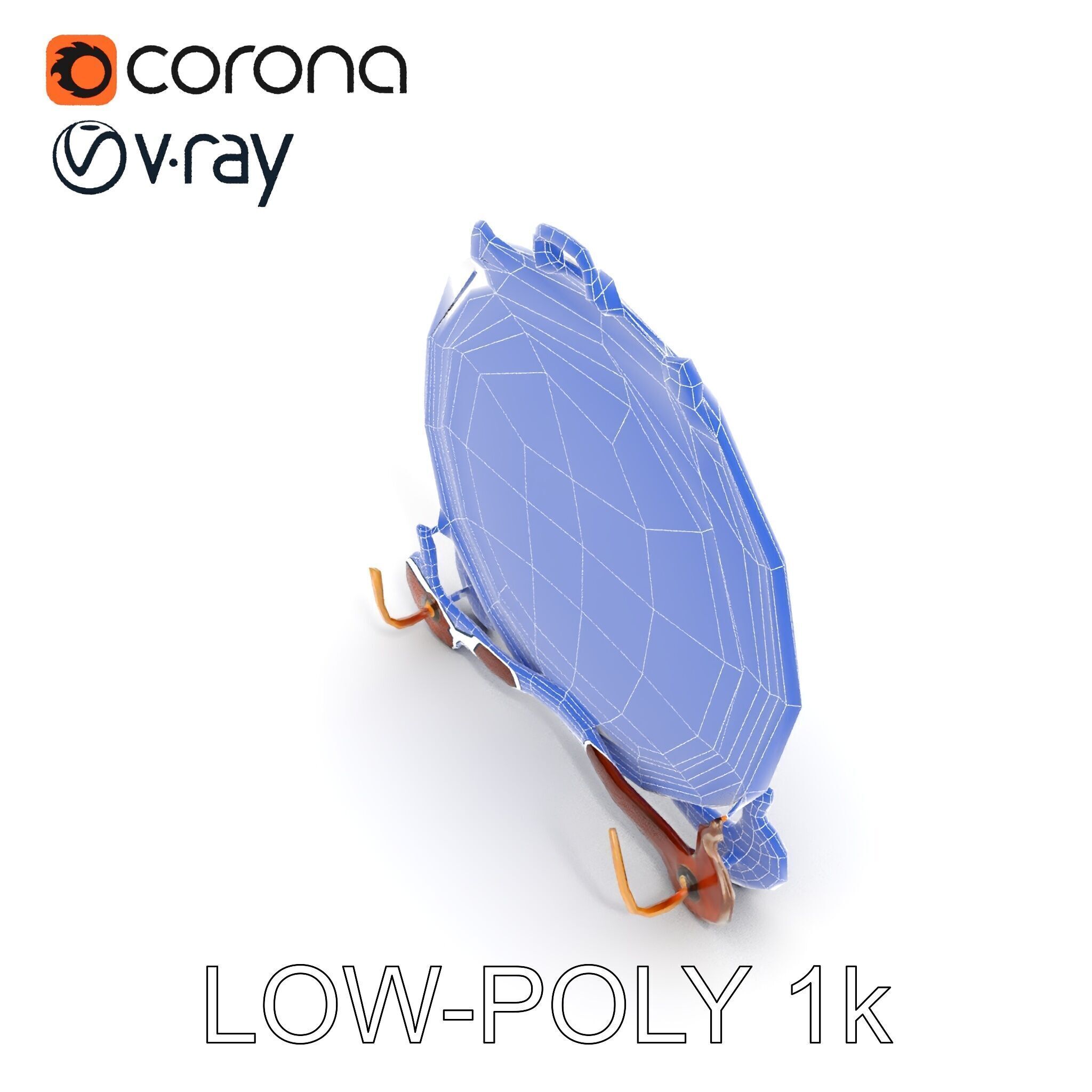 Ornate Brass Gong with Stand D Model Pack Low-poly 3D model_31