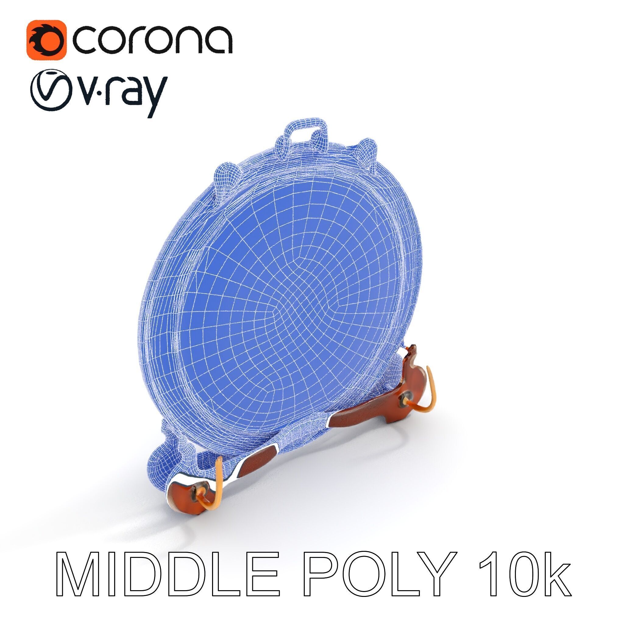 Ornate Brass Gong with Stand D Model Pack Low-poly 3D model_22