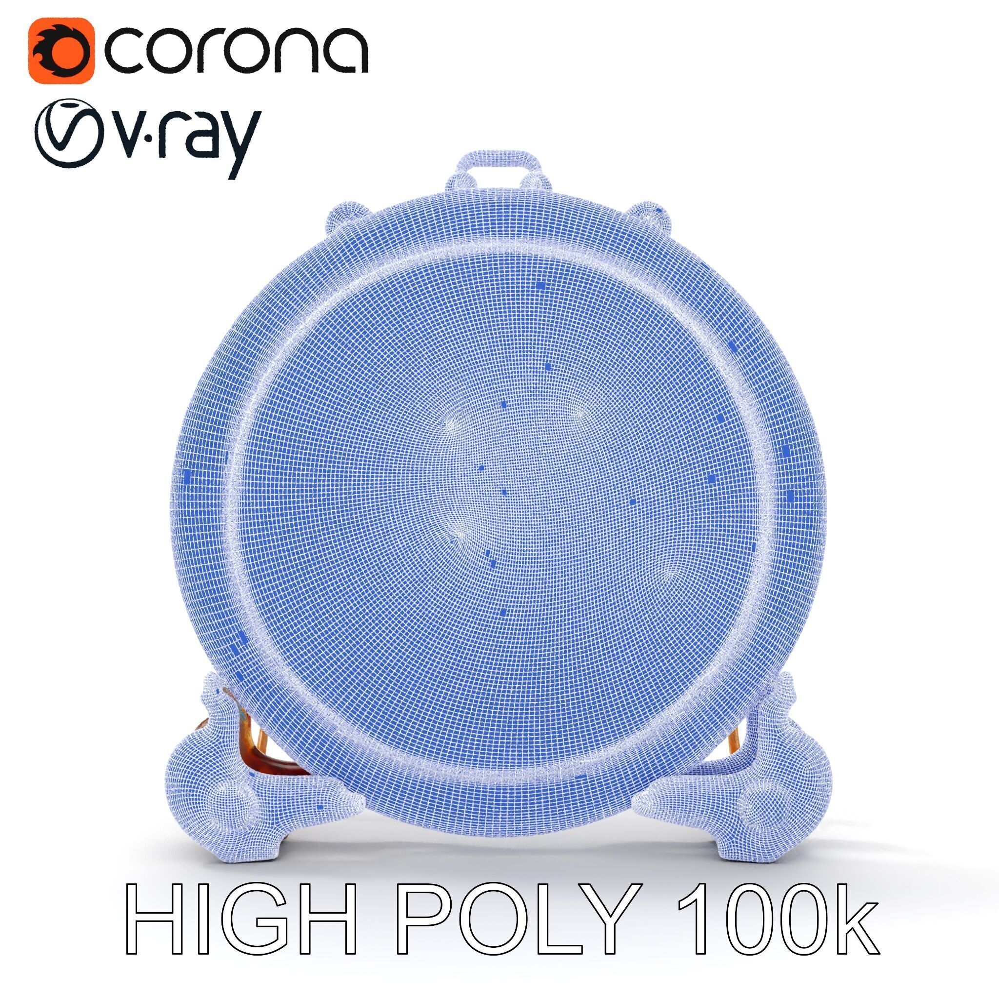 Ornate Brass Gong with Stand D Model Pack Low-poly 3D model_15