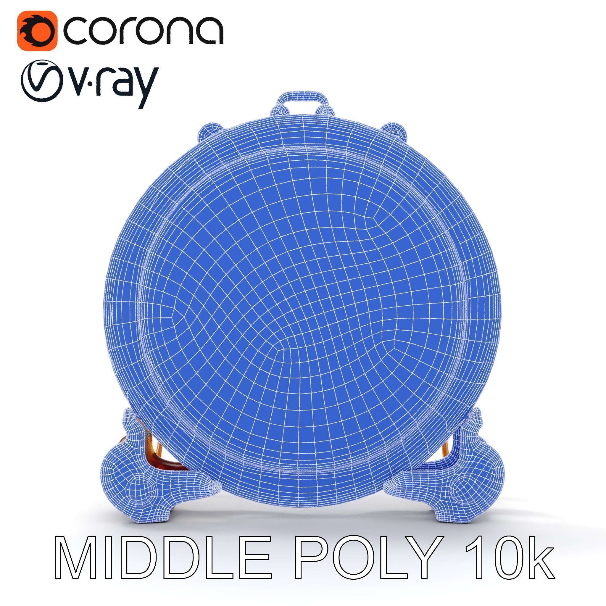 Ornate Brass Gong with Stand D Model Pack Low-poly 3D model_30