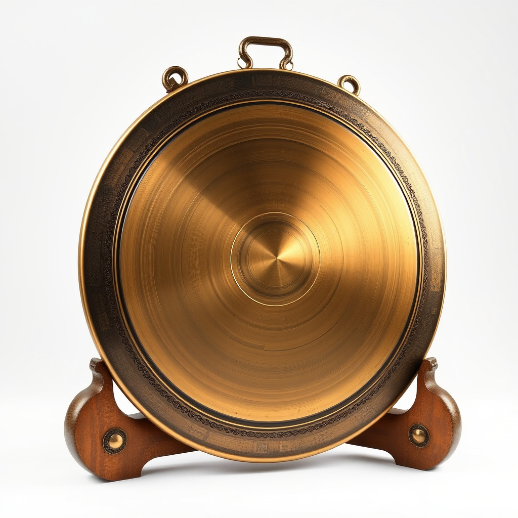 Ornate Brass Gong with Stand D Model Pack Low-poly 3D model_2