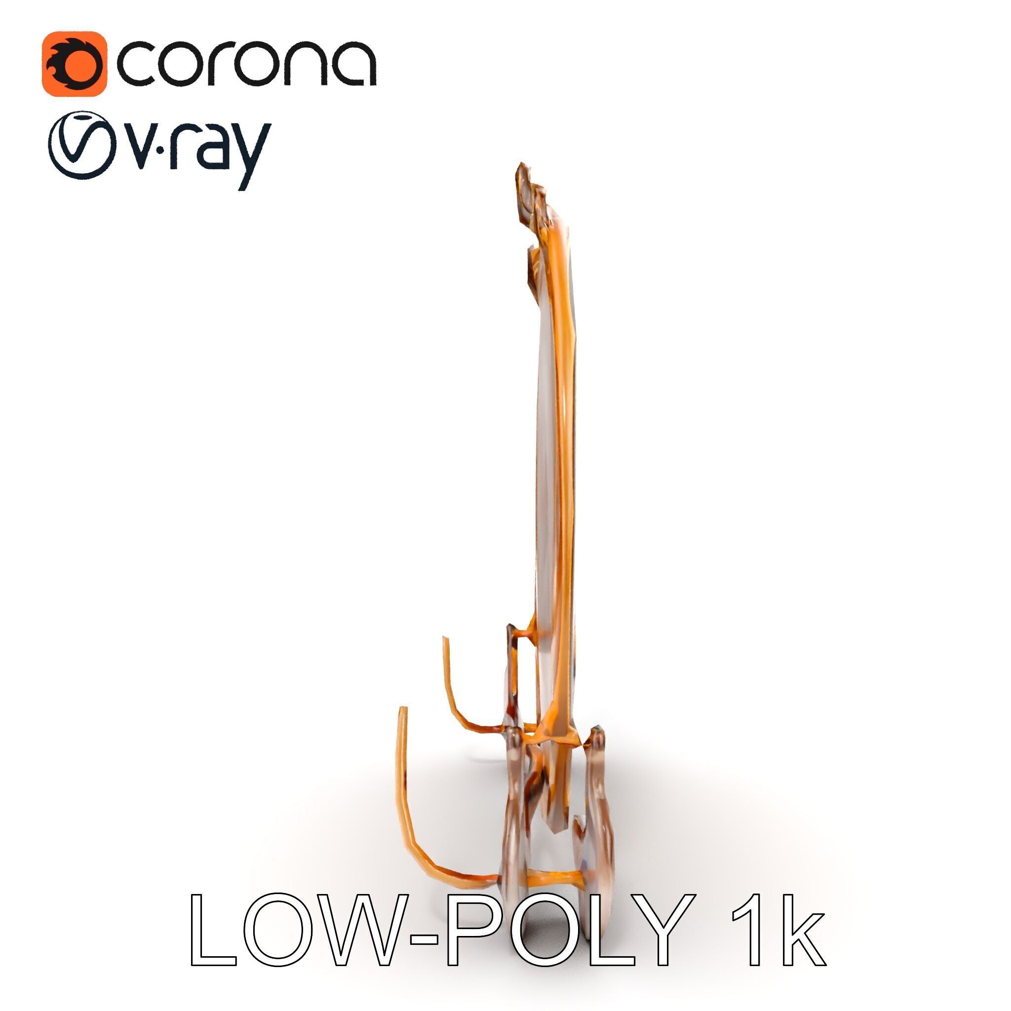 Ornate Brass Gong with Stand D Model Pack Low-poly 3D model_7
