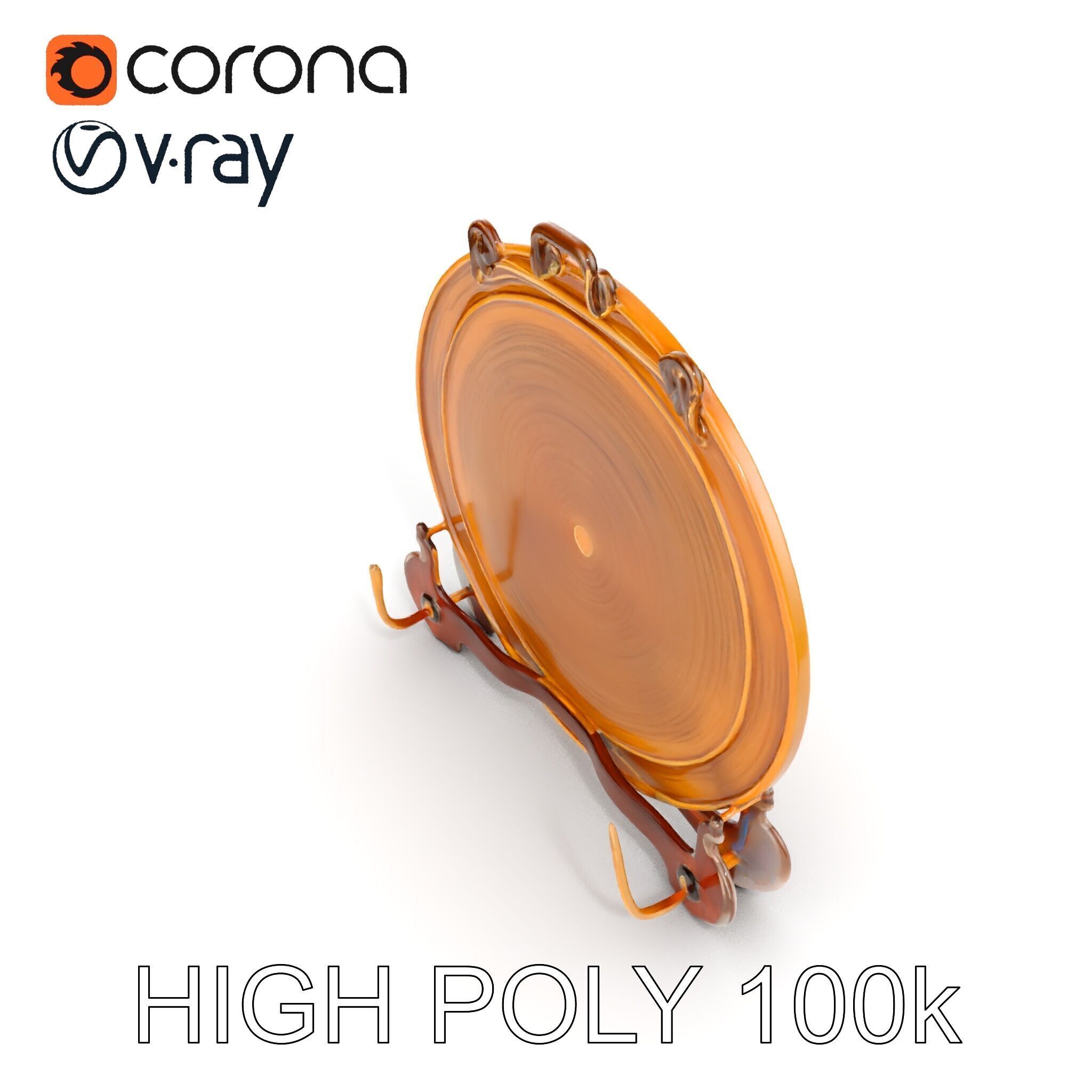 Ornate Brass Gong with Stand D Model Pack Low-poly 3D model_24