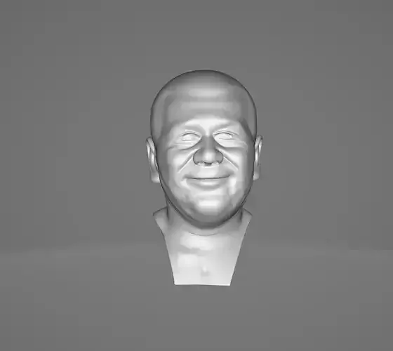 Realistic Smiling Old Man Bust Sculpture