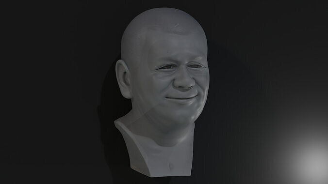 Realistic Smiling Old Man Bust Sculpture Low-poly 3D model