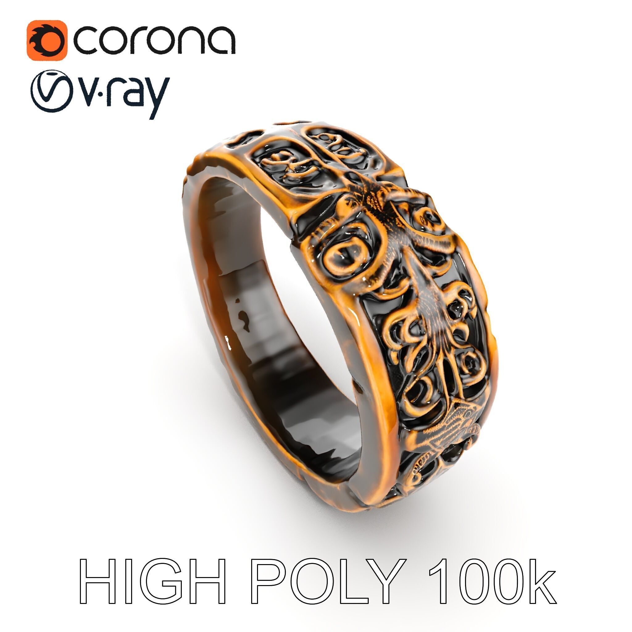 Ornate Ring Model Pack Low-poly 3D model_10