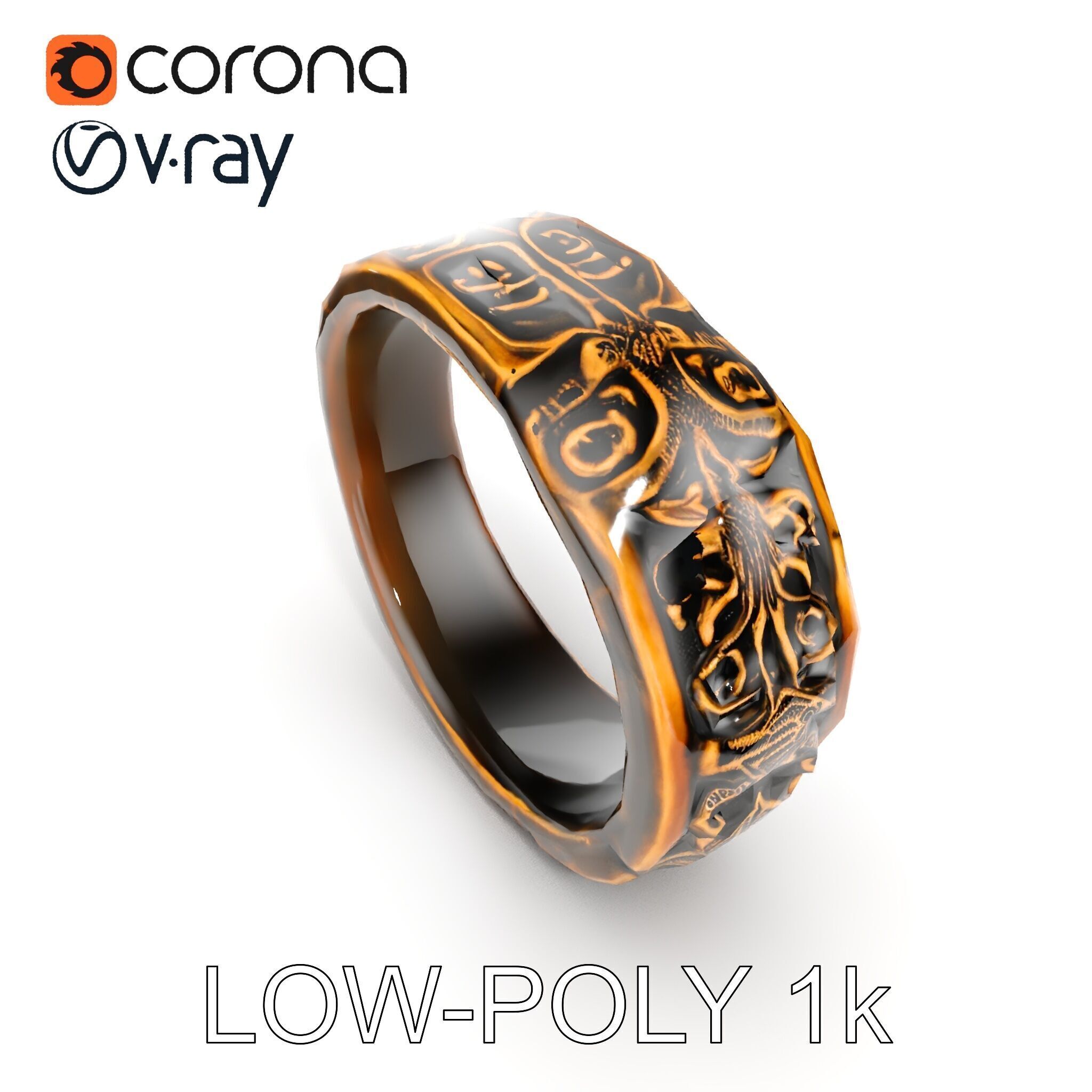 Ornate Ring Model Pack Low-poly 3D model_23