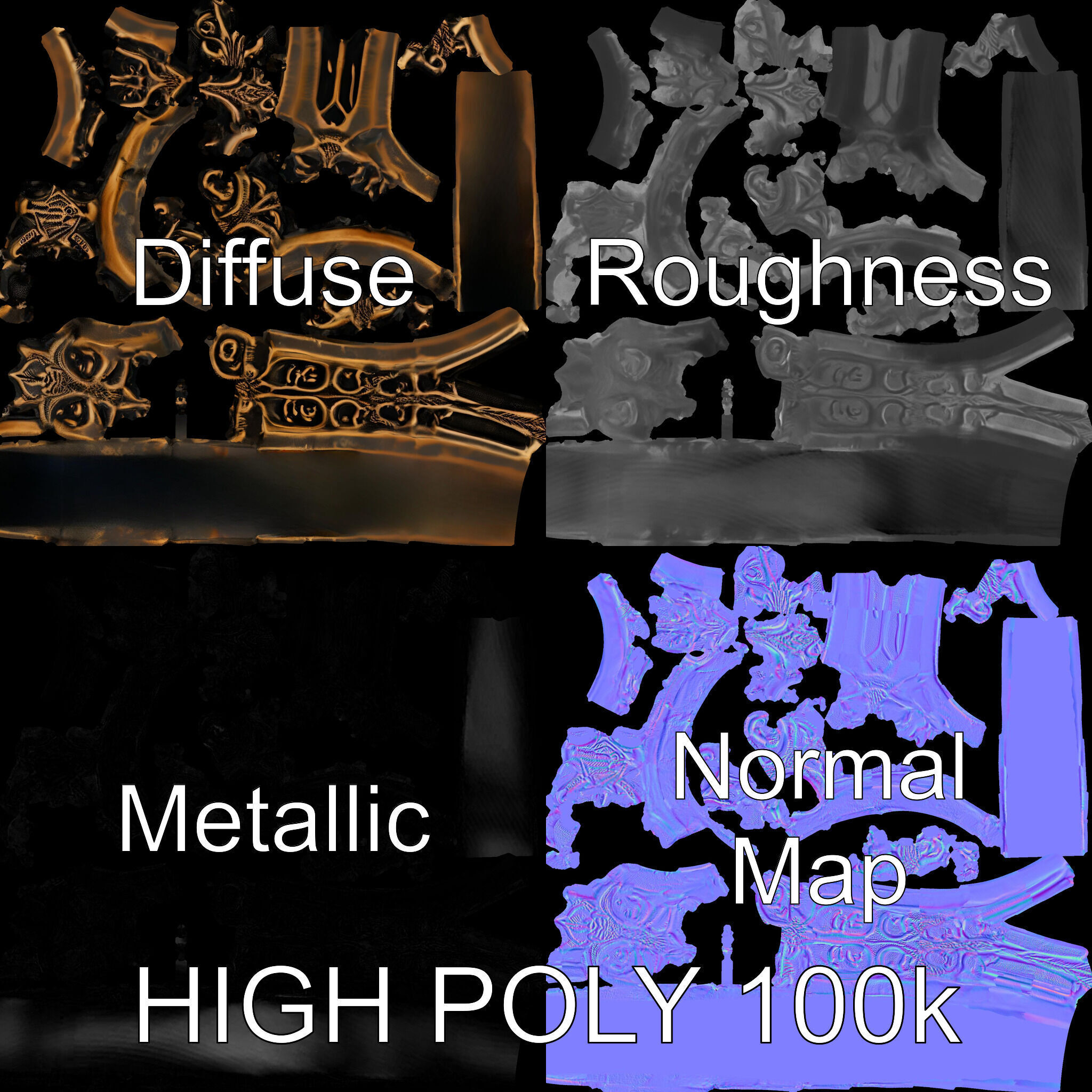 Ornate Ring Model Pack Low-poly 3D model_3