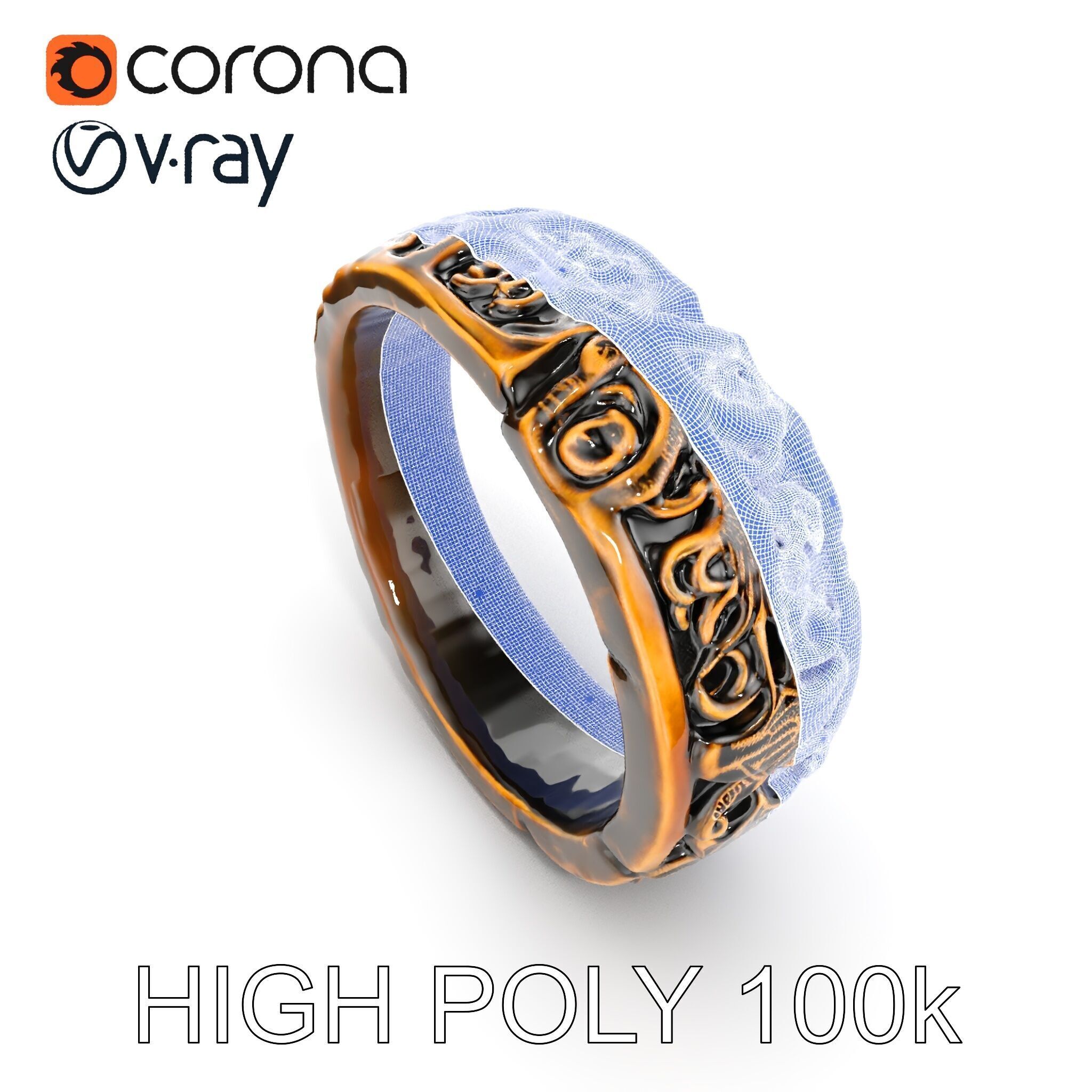 Ornate Ring Model Pack Low-poly 3D model_35
