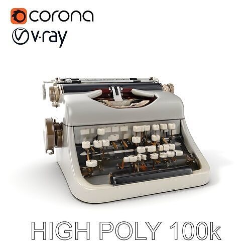 Vintage Typewriter Model Pack for Rendering and Games Low-poly 3D model