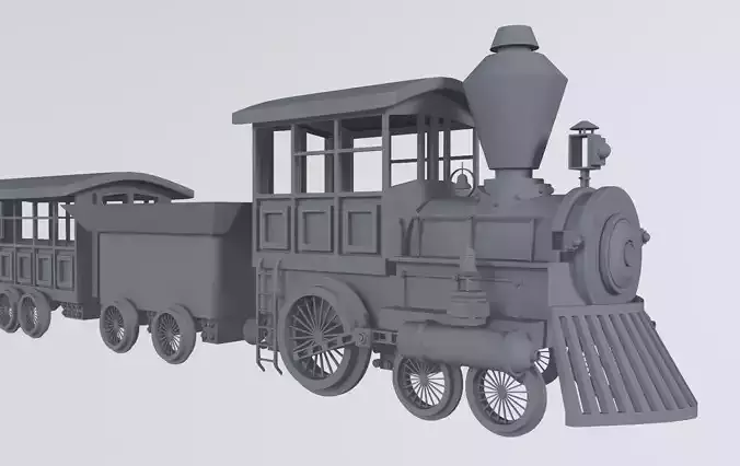 Locomotive 3D Model Low - Poly