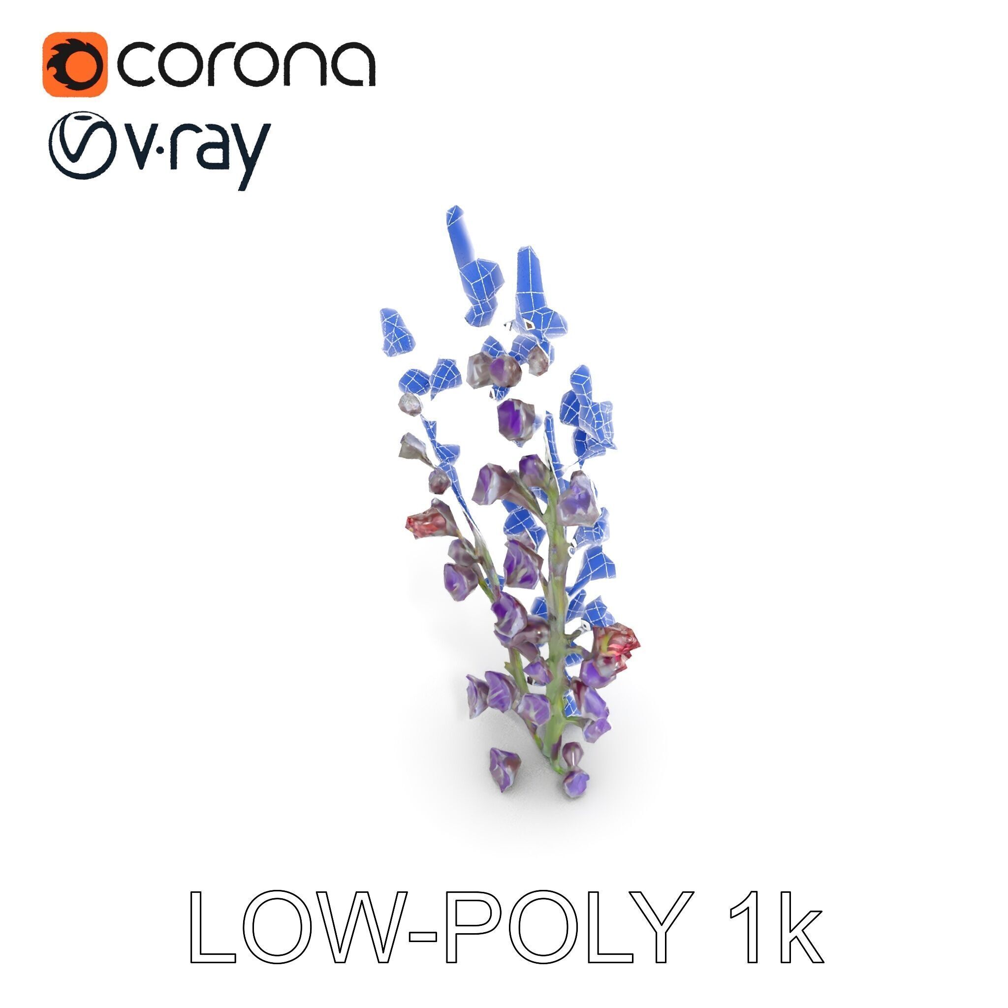 Lavender Flower Model Pack  Detailed PBR Textures Low-poly 3D model_26