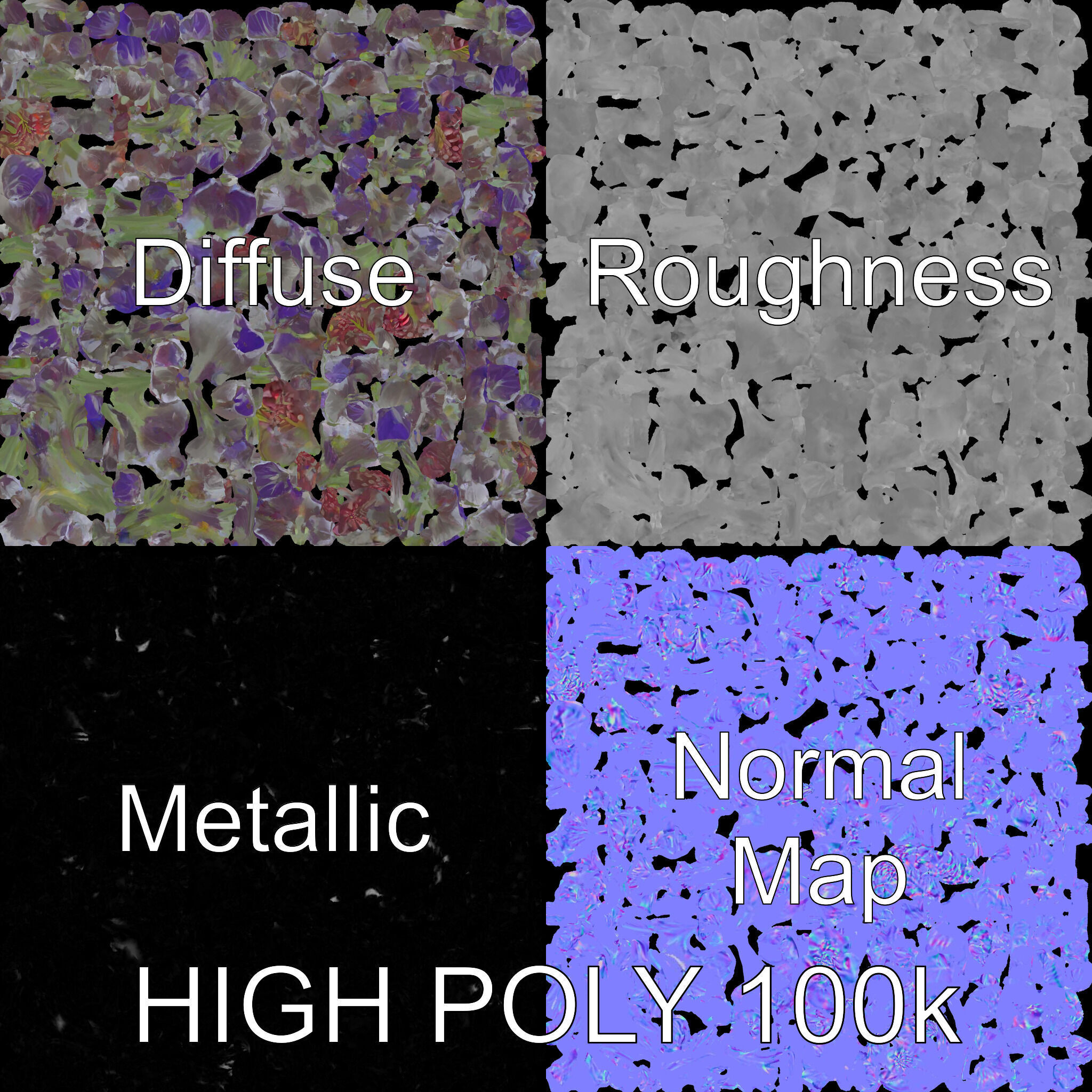 Lavender Flower Model Pack  Detailed PBR Textures Low-poly 3D model_3