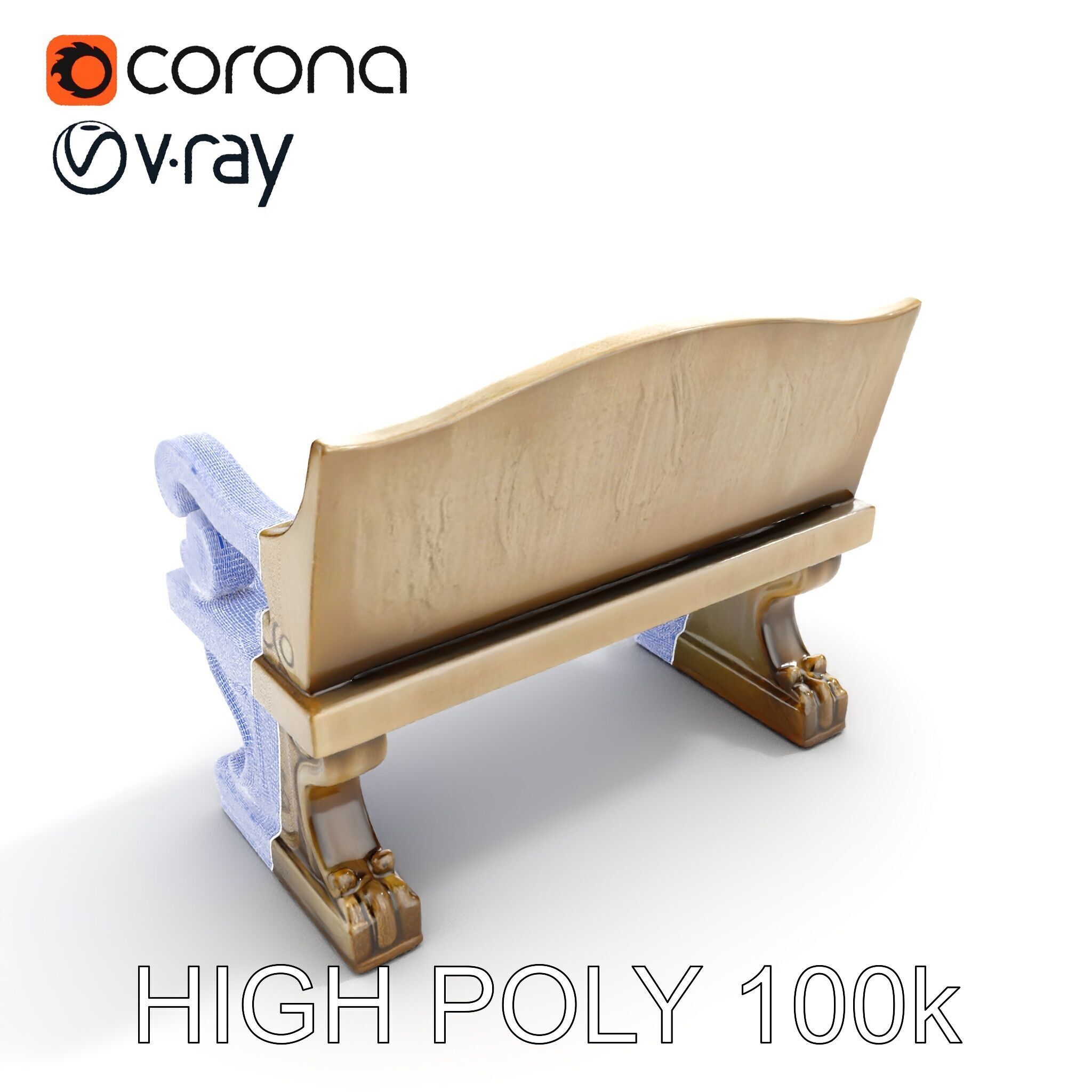 Ornate Stone Bench Model Pack Low-poly 3D model_24