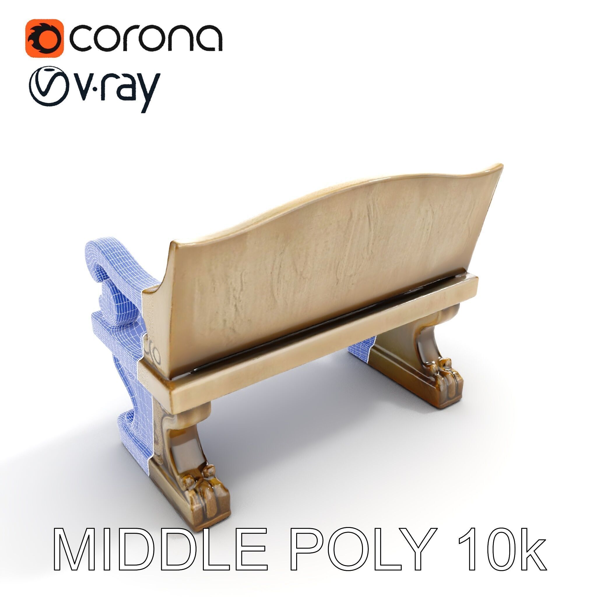 Ornate Stone Bench Model Pack Low-poly 3D model_16