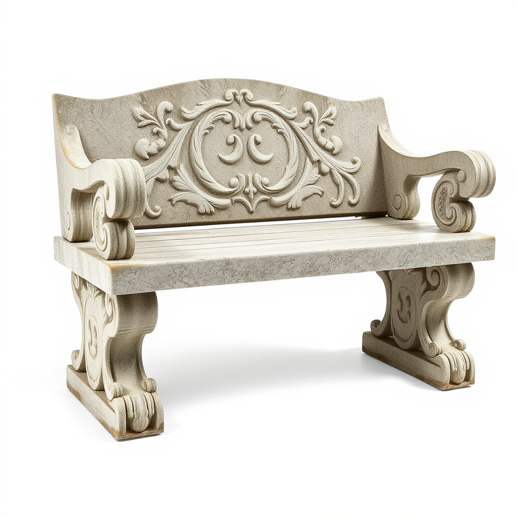 Ornate Stone Bench Model Pack Low-poly 3D model_2