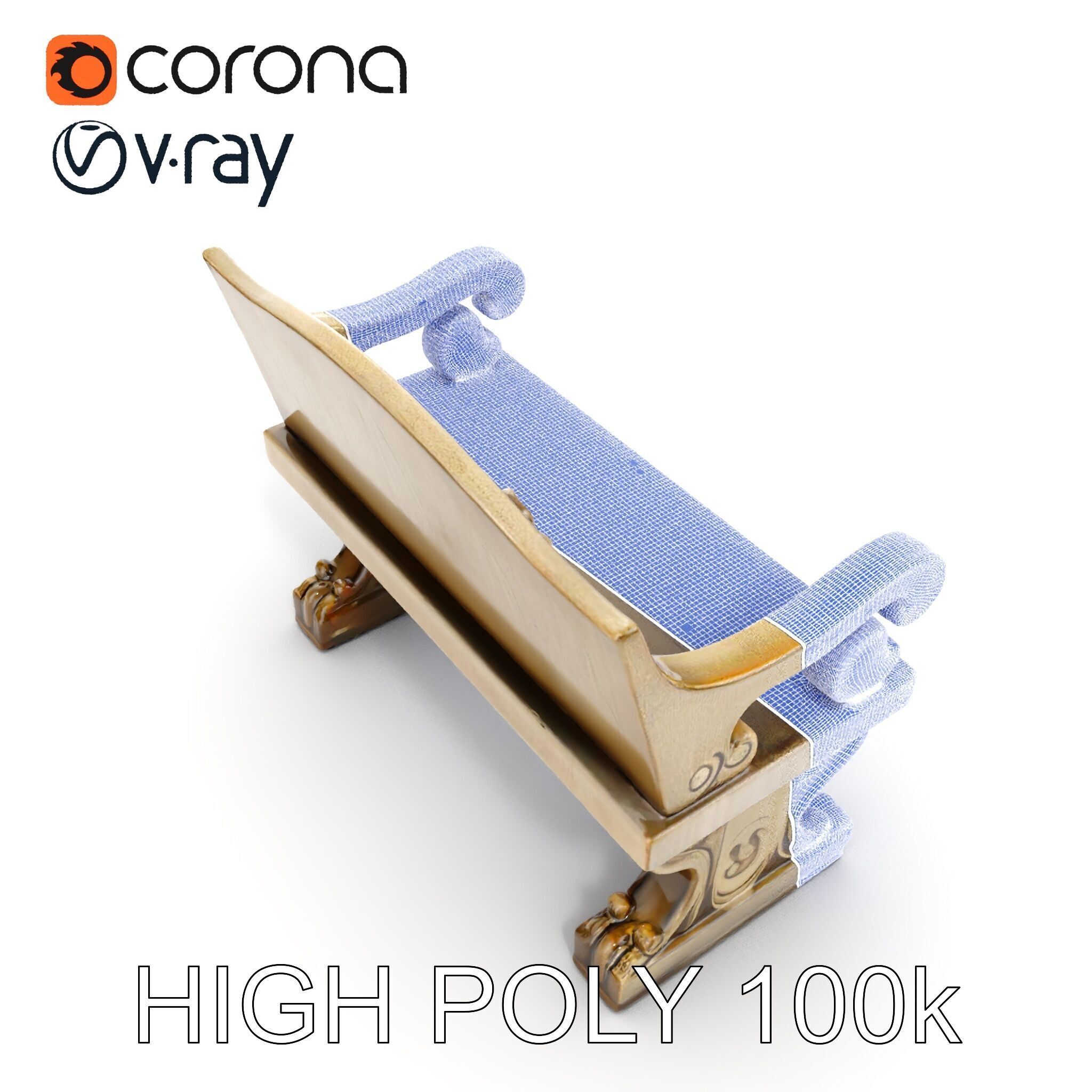 Ornate Stone Bench Model Pack Low-poly 3D model_29