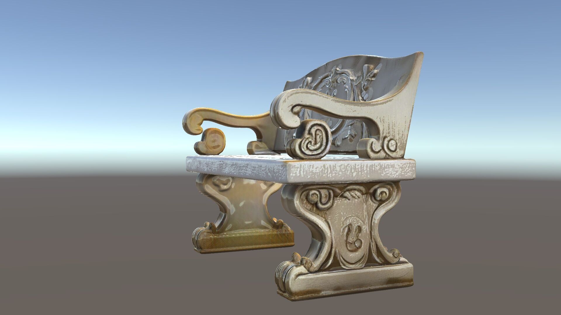Ornate Stone Bench Model Pack Low-poly 3D model_5