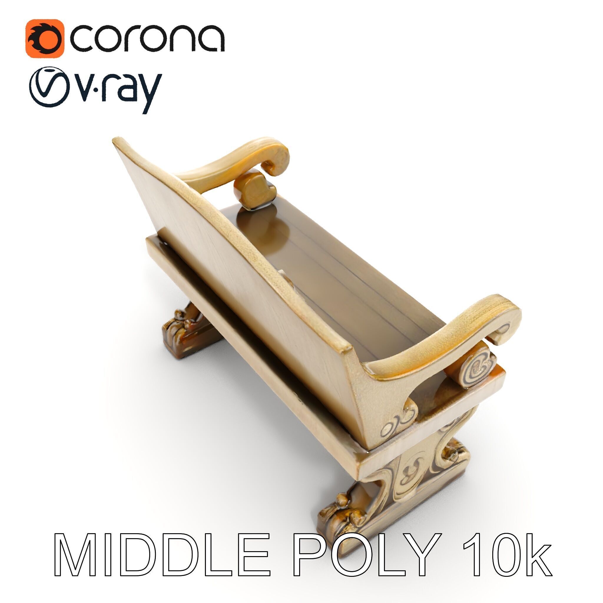 Ornate Stone Bench Model Pack Low-poly 3D model_8