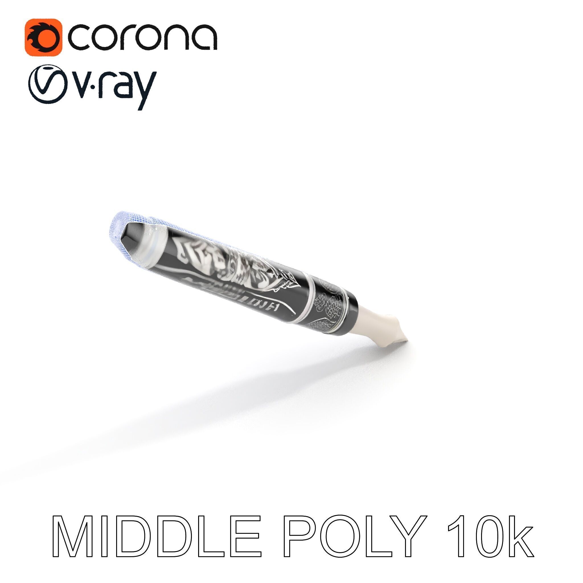 Ornate Fountain Pen Model Pack with Elegant Engravings Low-poly 3D model_30