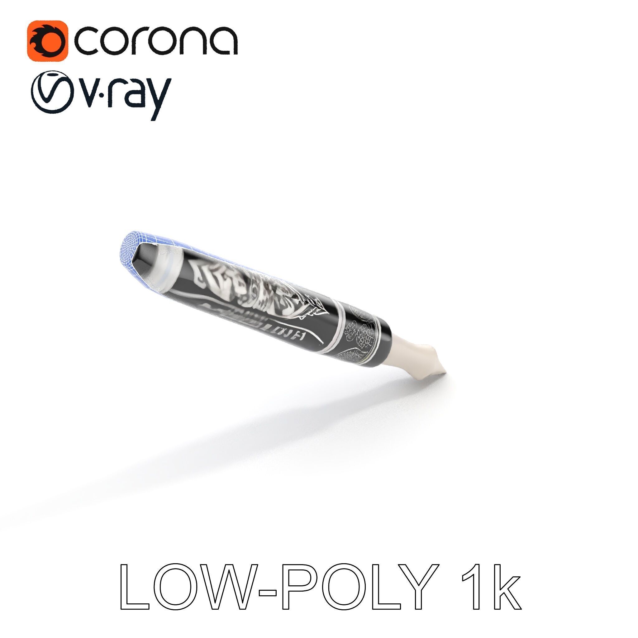 Ornate Fountain Pen Model Pack with Elegant Engravings Low-poly 3D model_20