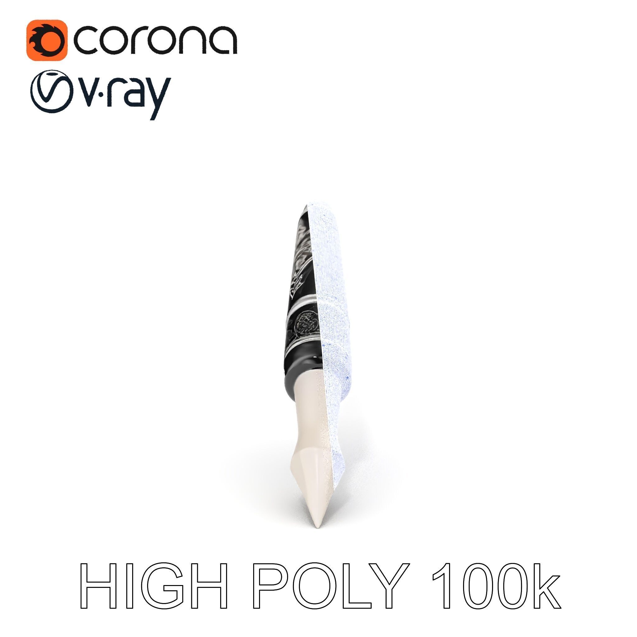 Ornate Fountain Pen Model Pack with Elegant Engravings Low-poly 3D model_18