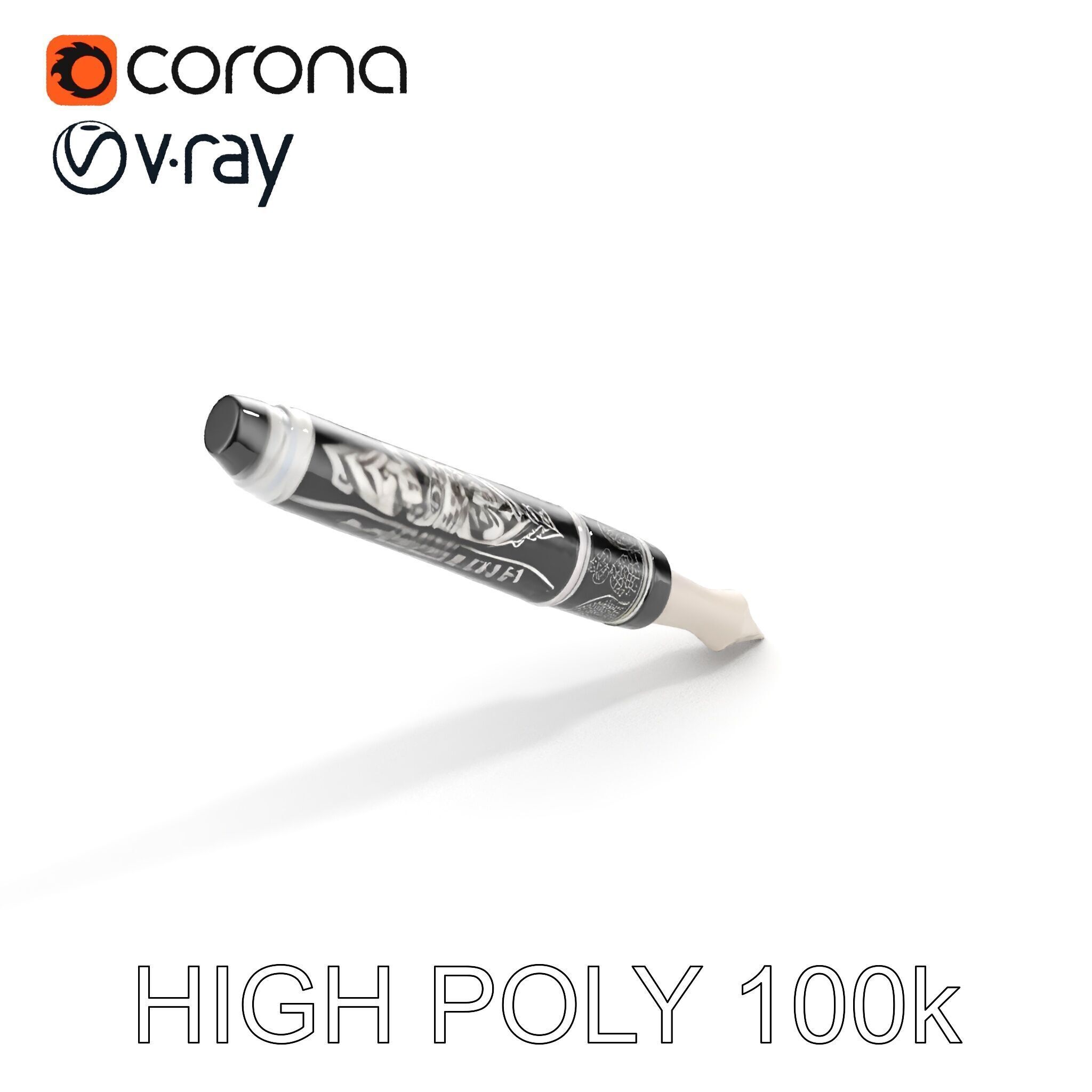 Ornate Fountain Pen Model Pack with Elegant Engravings Low-poly 3D model_24