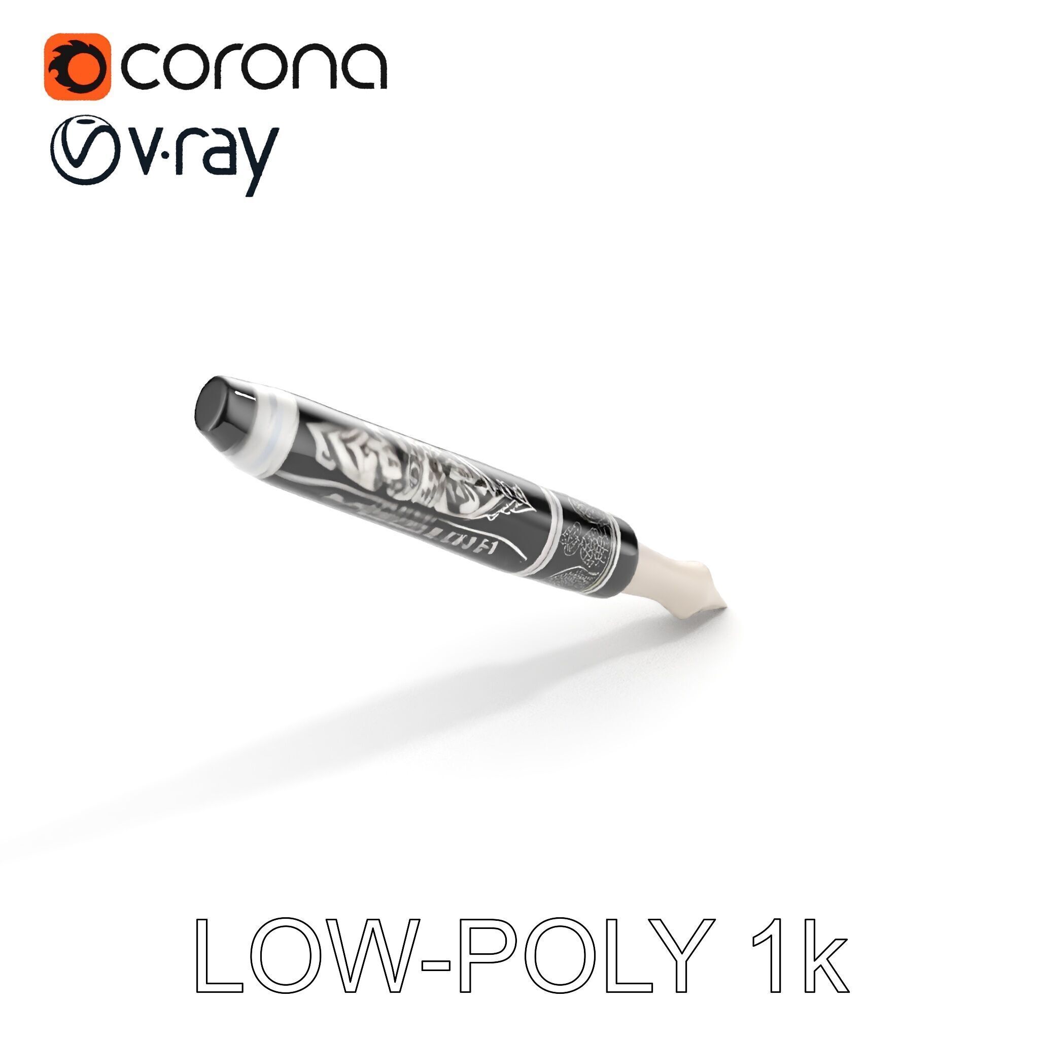 Ornate Fountain Pen Model Pack with Elegant Engravings Low-poly 3D model_7