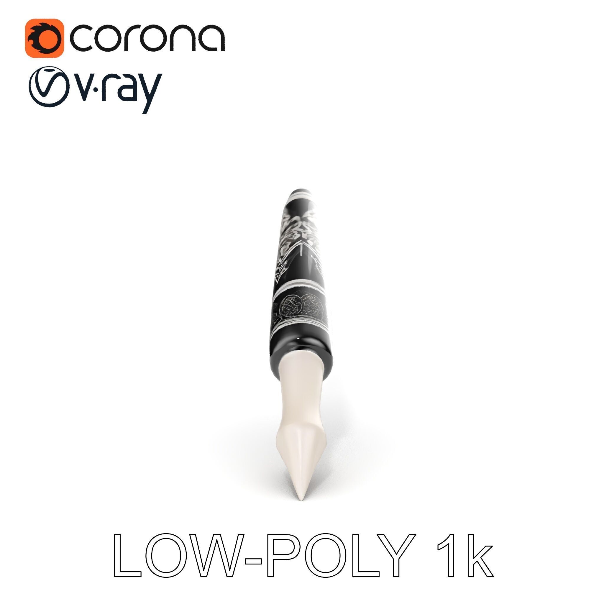 Ornate Fountain Pen Model Pack with Elegant Engravings Low-poly 3D model_26