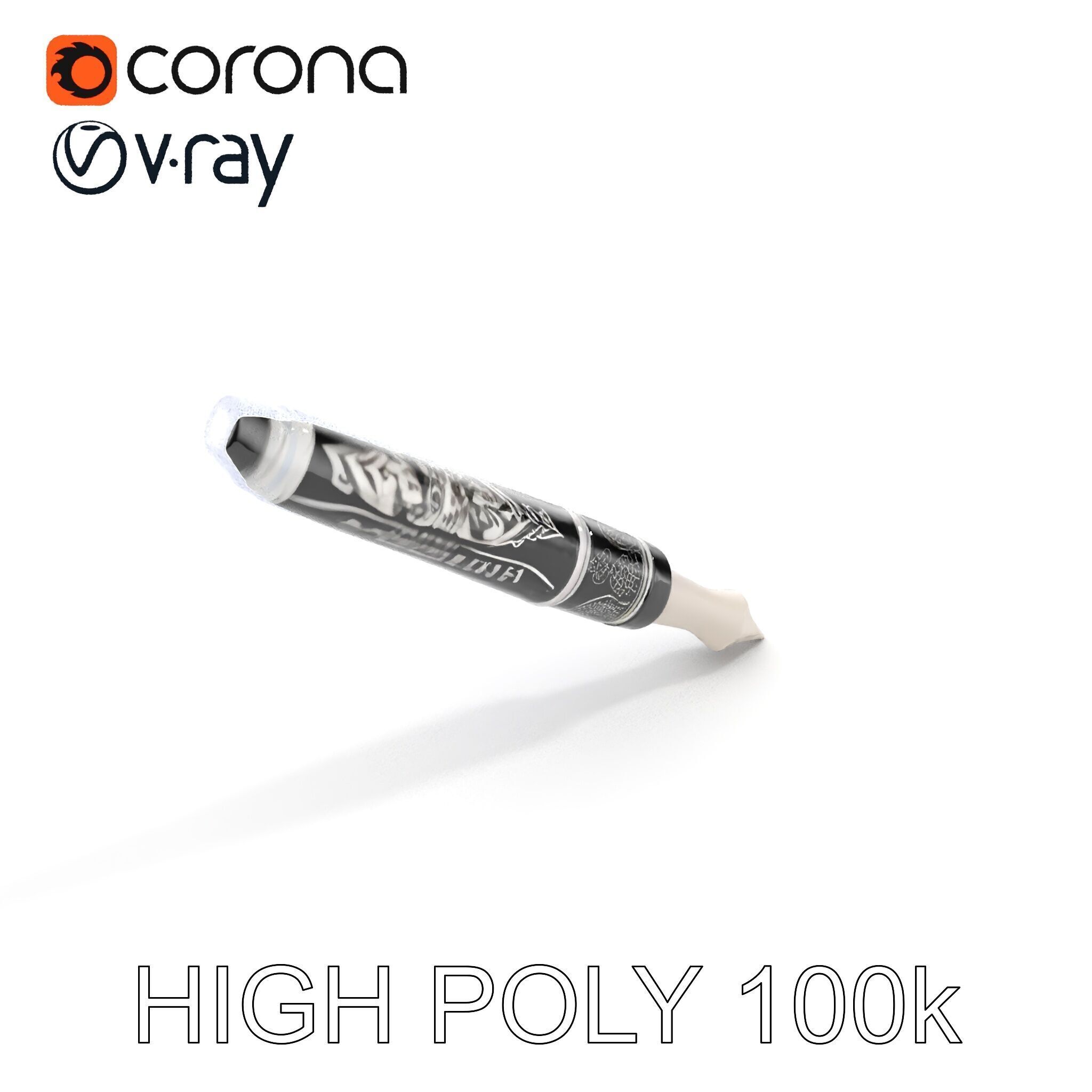 Ornate Fountain Pen Model Pack with Elegant Engravings Low-poly 3D model_15