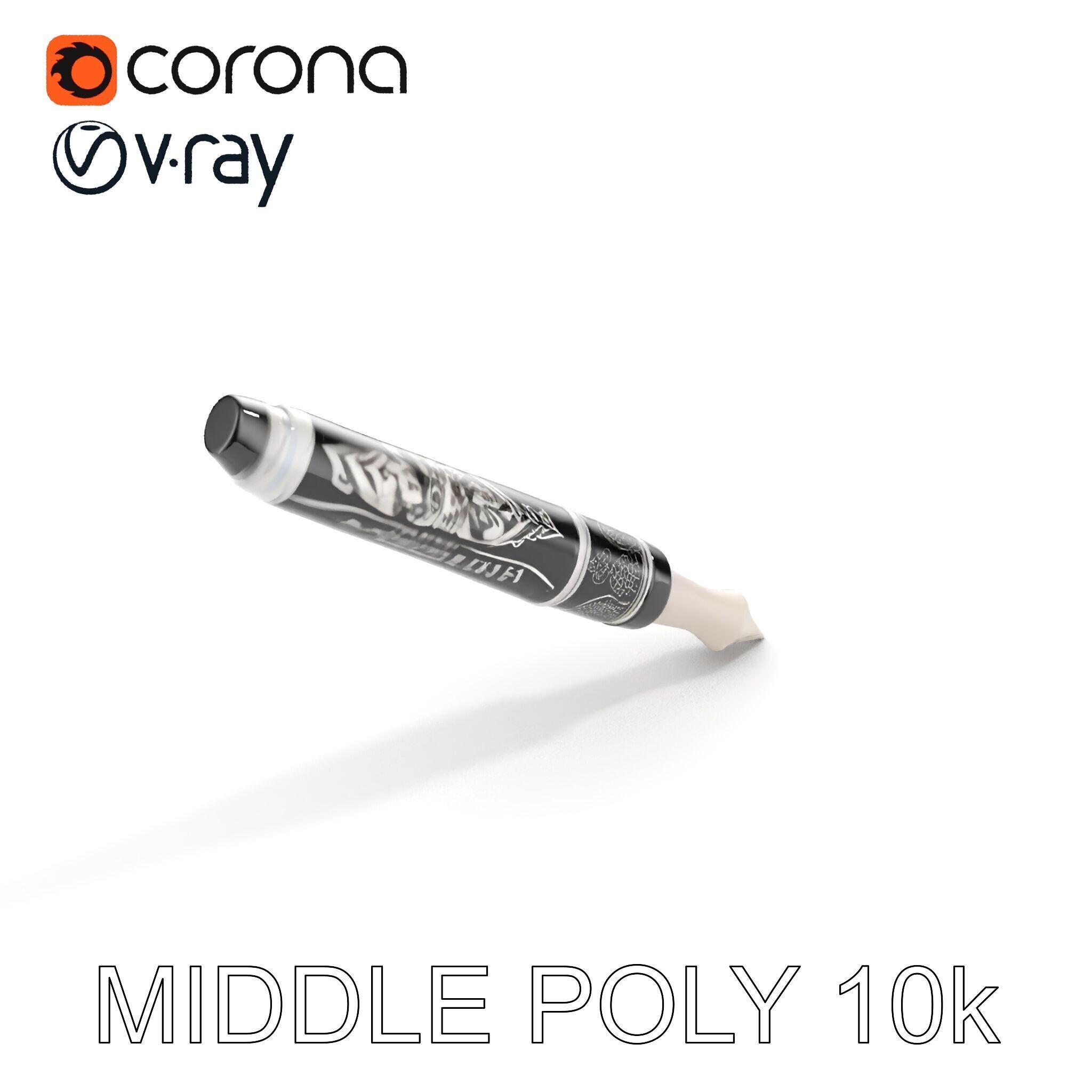 Ornate Fountain Pen Model Pack with Elegant Engravings Low-poly 3D model_13