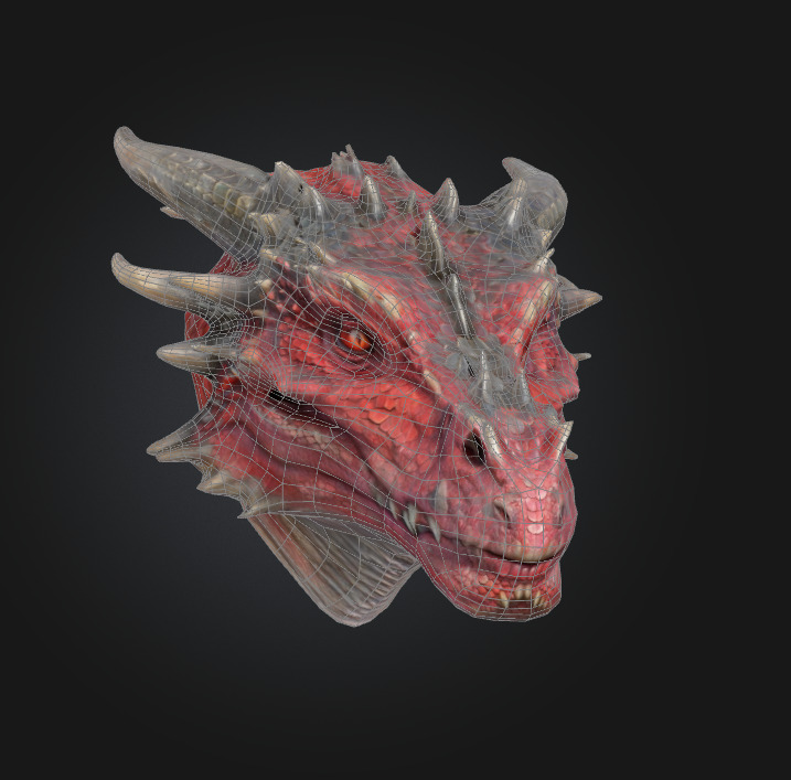 Red Dragon Head Low Poly 3D model_1