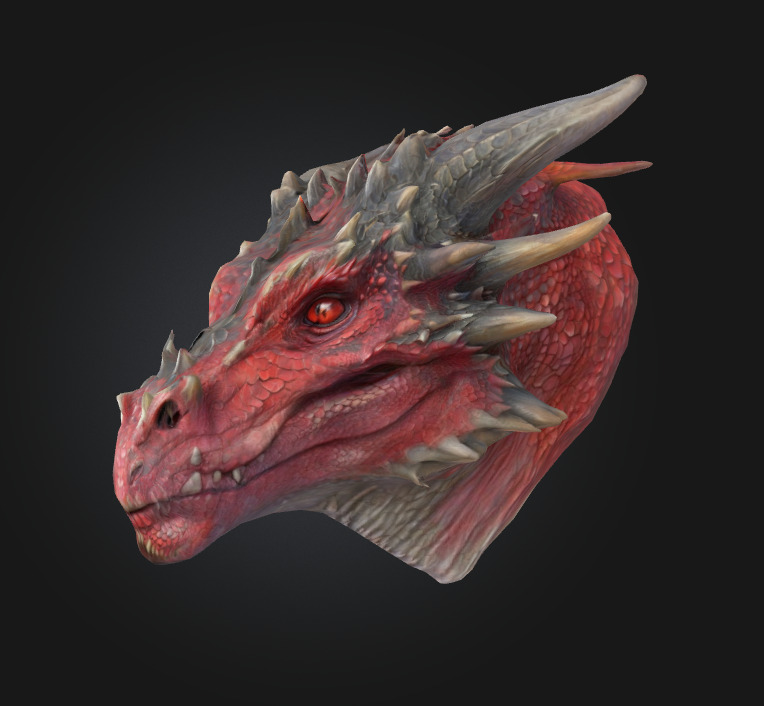 Red Dragon Head Low Poly 3D model_2