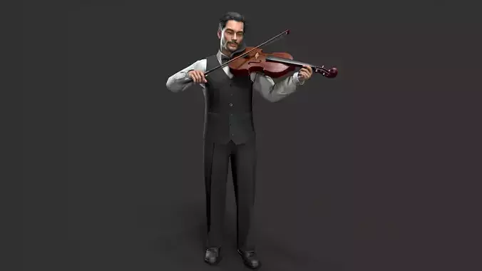  violiniset Low-poly 3D model